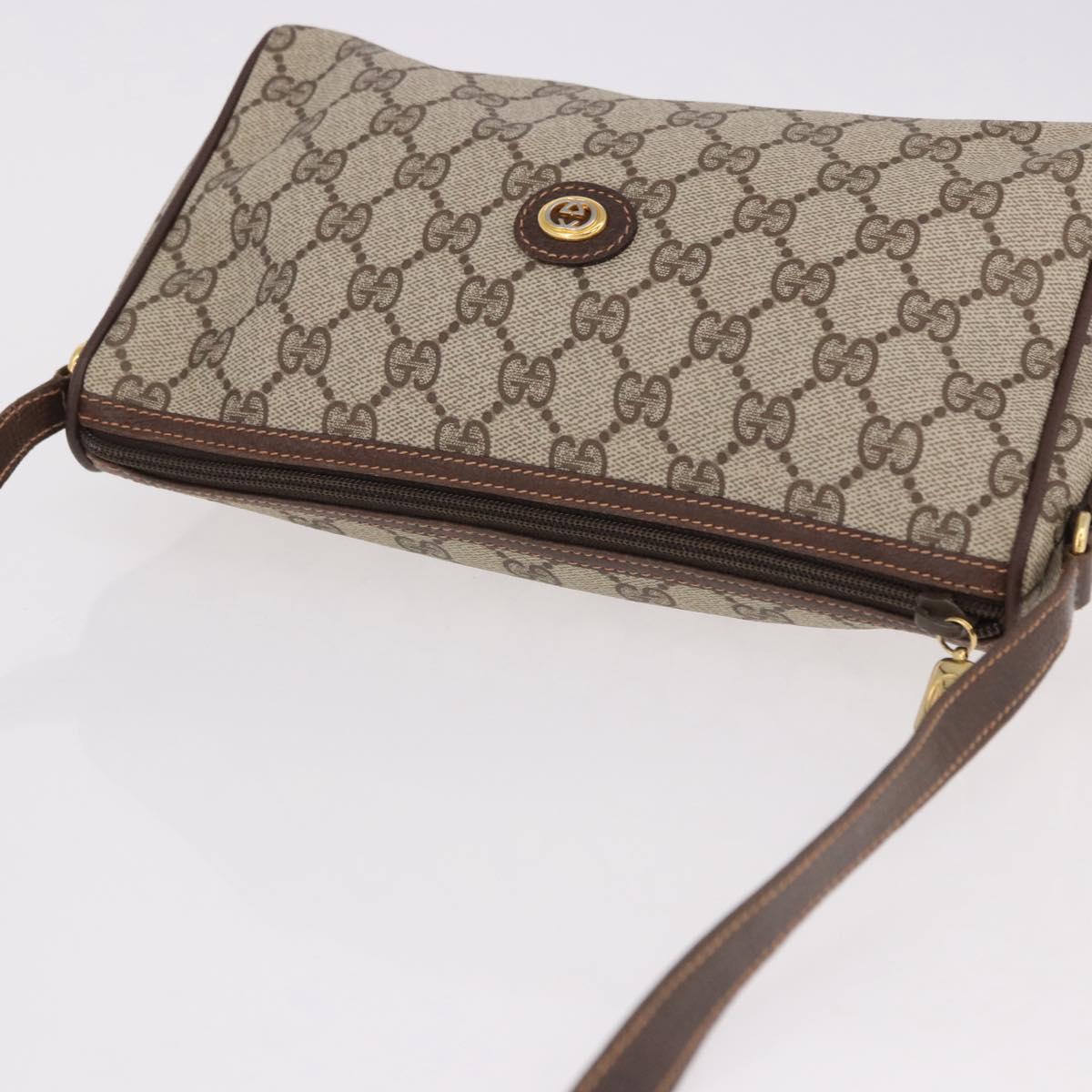 GUCCI GG Supreme Shoulder Bag PVC Beige Gold 156 02 086 Auth 191930