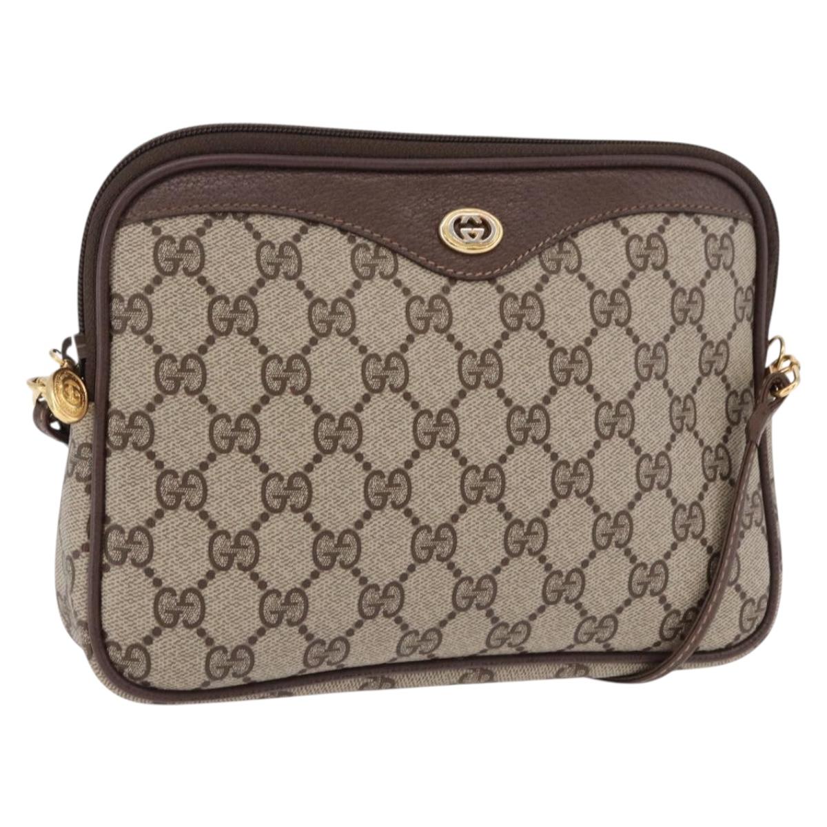 GUCCI GG Supreme Shoulder Bag PVC Beige Gold 97 02 068 Auth 191931