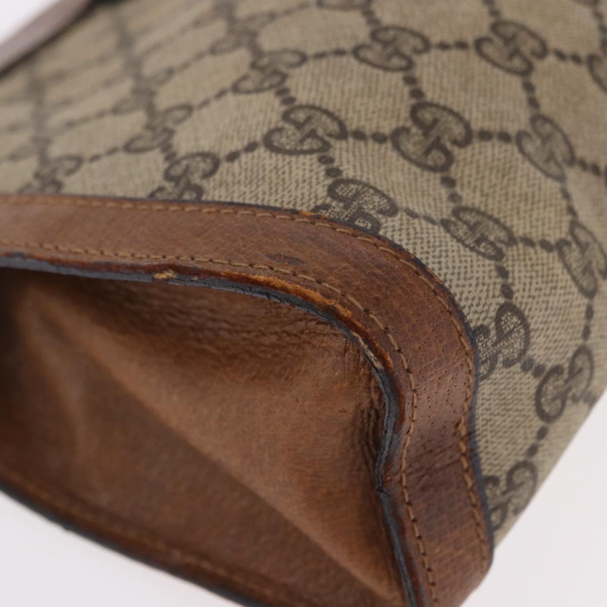GUCCI GG Supreme Web Sherry Line Clutch Bag PVC Beige Auth 191932