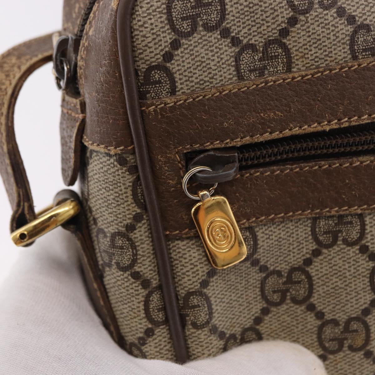 GUCCI GG Supreme Web Sherry Line Bag PVC Beige Gold 119 02 004 Auth 191933