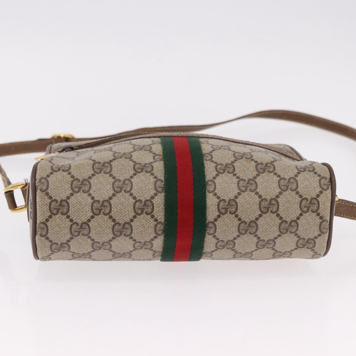 GUCCI GG Supreme Web Sherry Line Bag PVC Beige Gold 119 02 004 Auth 191933