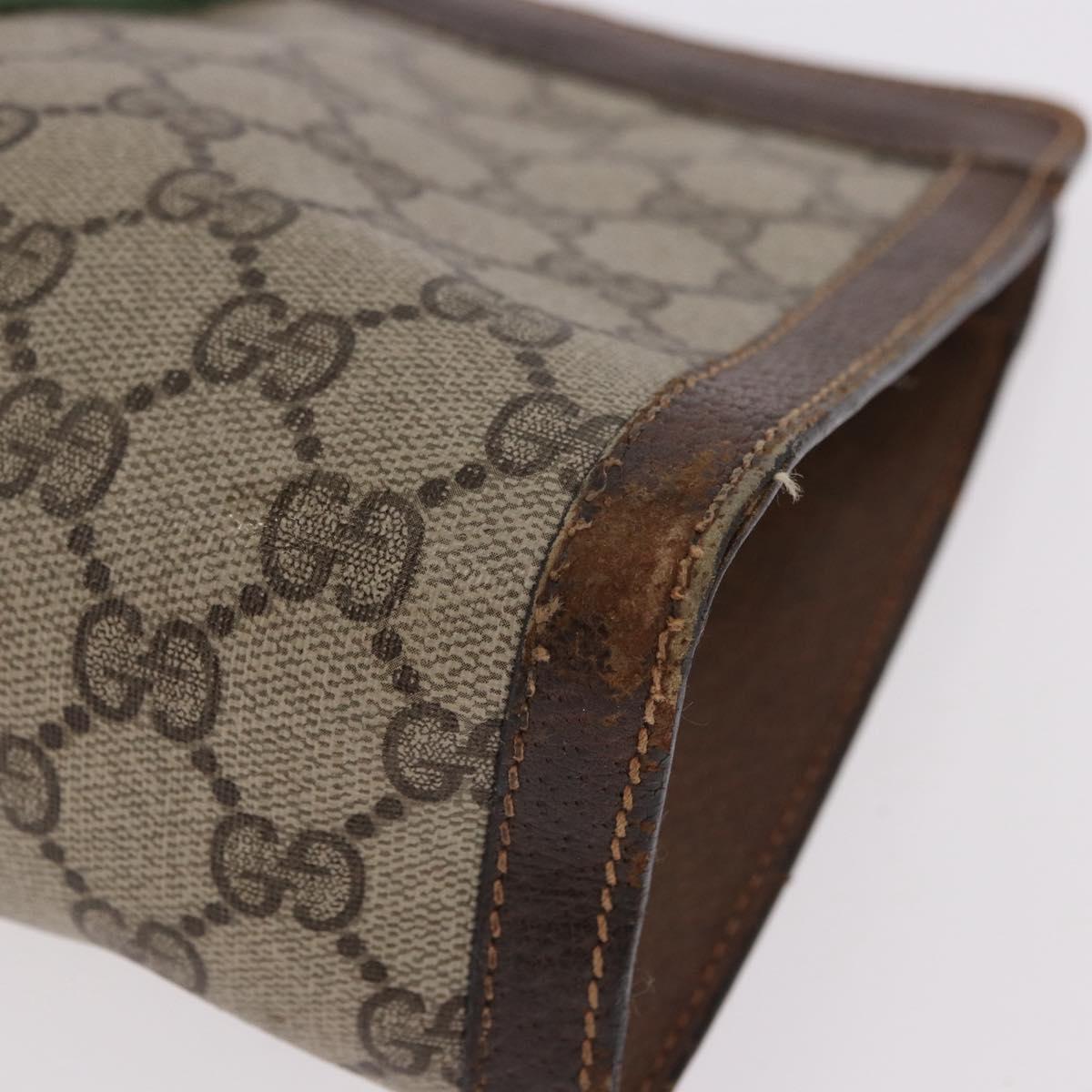 GUCCI GG Supreme Web Sherry Line Clutch Bag PVC Beige 37 014 2125 Auth 191934