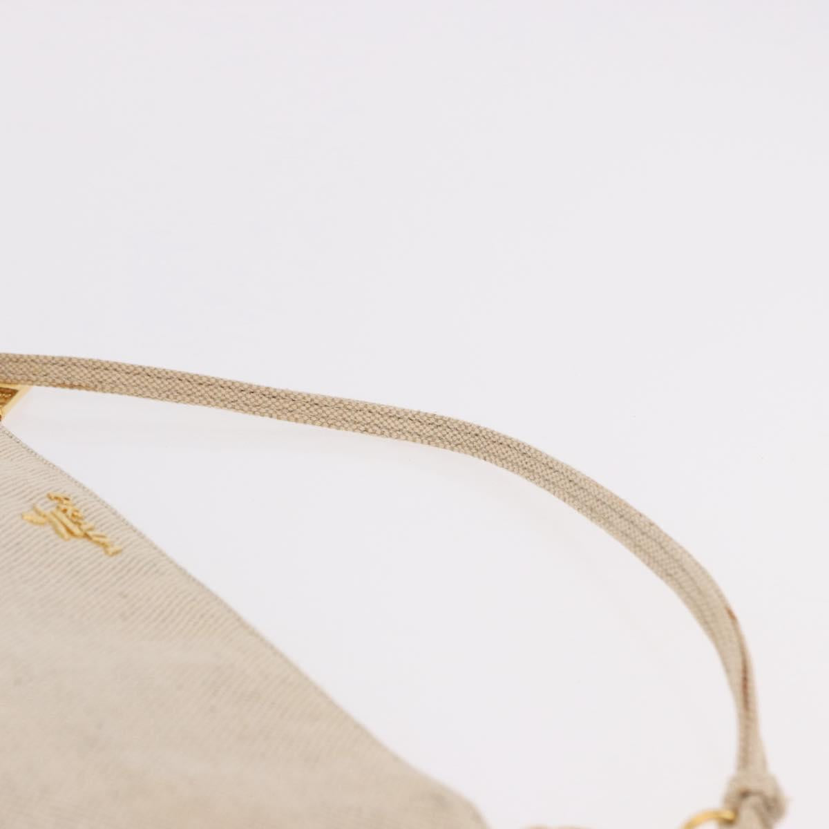 PRADA Hand Bag Canvas Beige Gold Auth 191935
