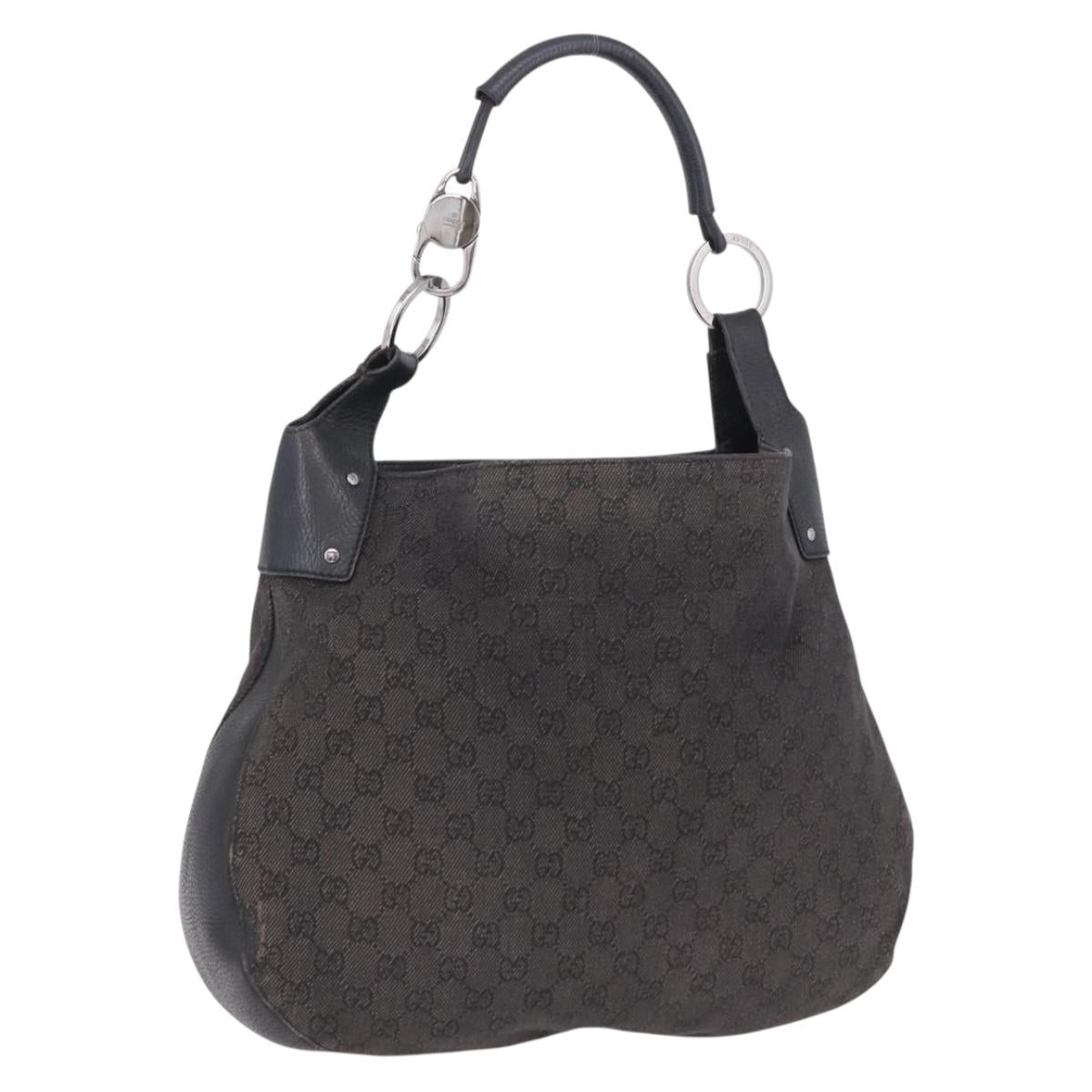 GUCCI GG Canvas Hand Bag Outlet Black Silver 179777 Auth 191936