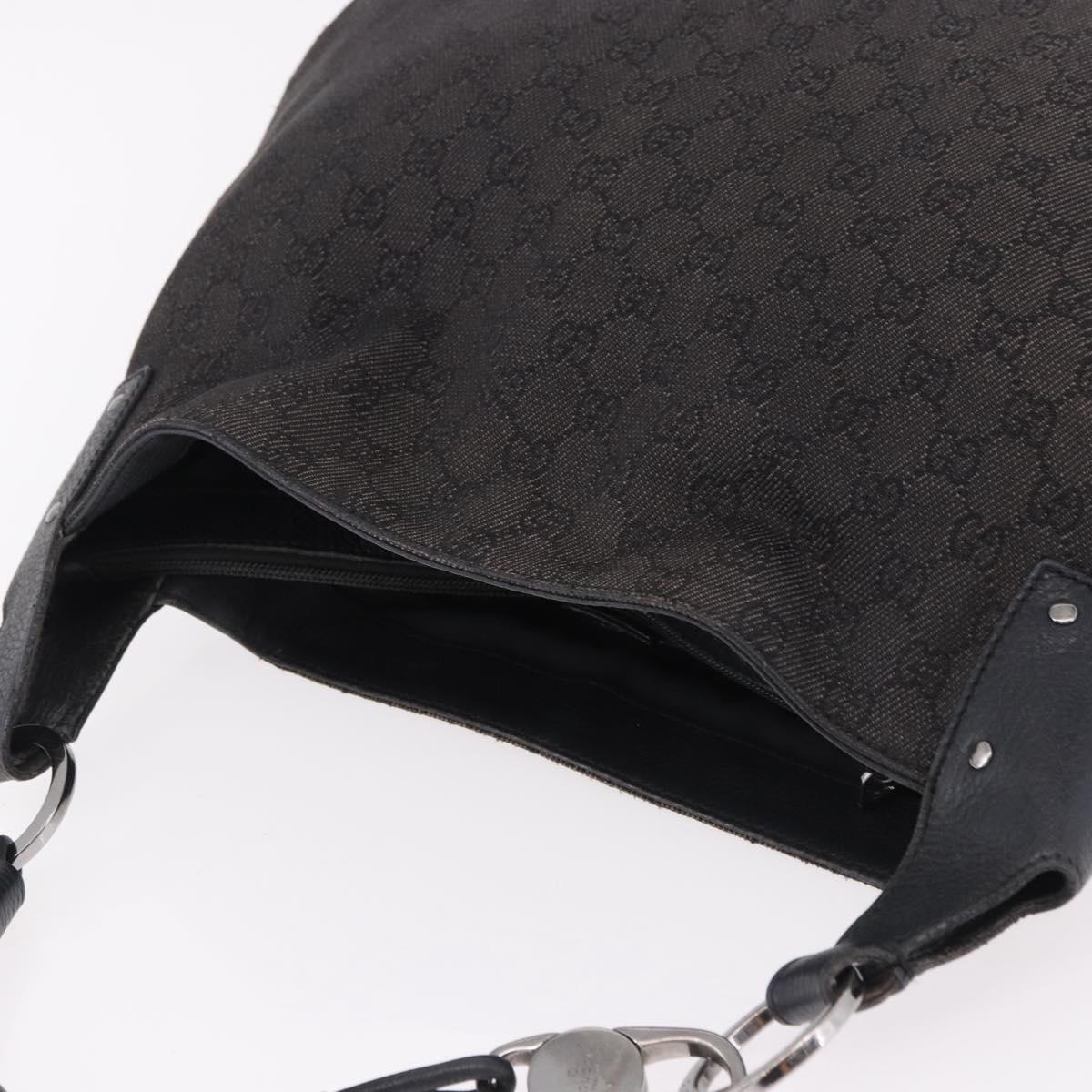 GUCCI GG Canvas Hand Bag Outlet Black Silver 179777 Auth 191936