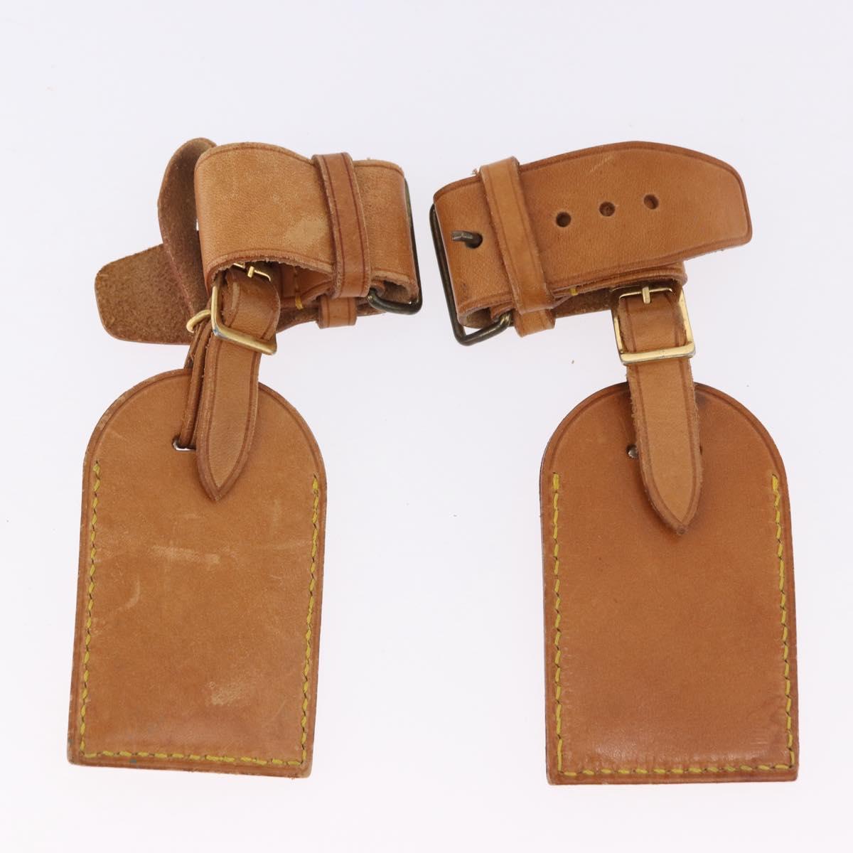 LOUIS VUITTON Name Tag Powanie 10 Set Powanie Leather Beige LV Auth 191944