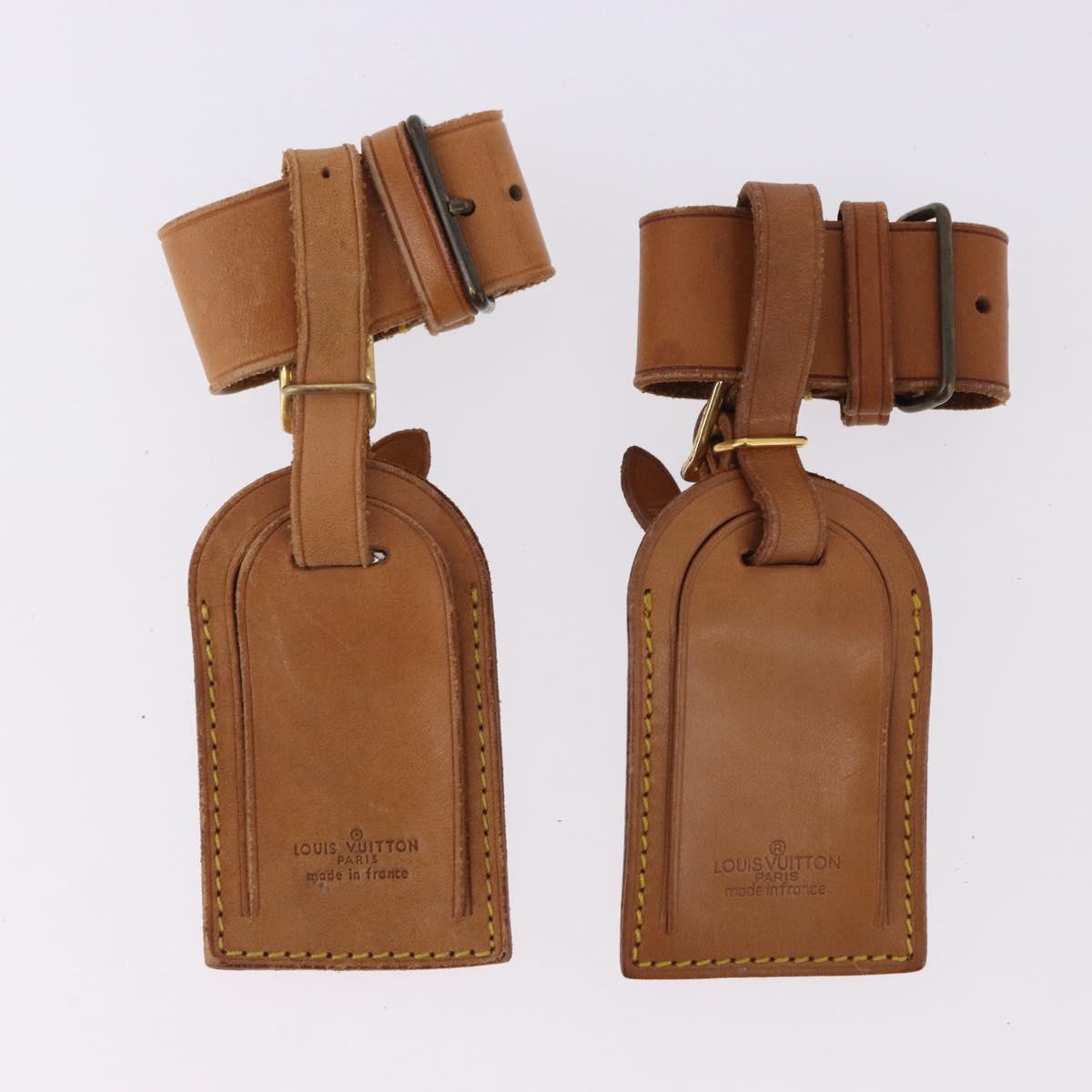 LOUIS VUITTON Name Tag Powanie 10 Set Powanie Leather Beige LV Auth 191944