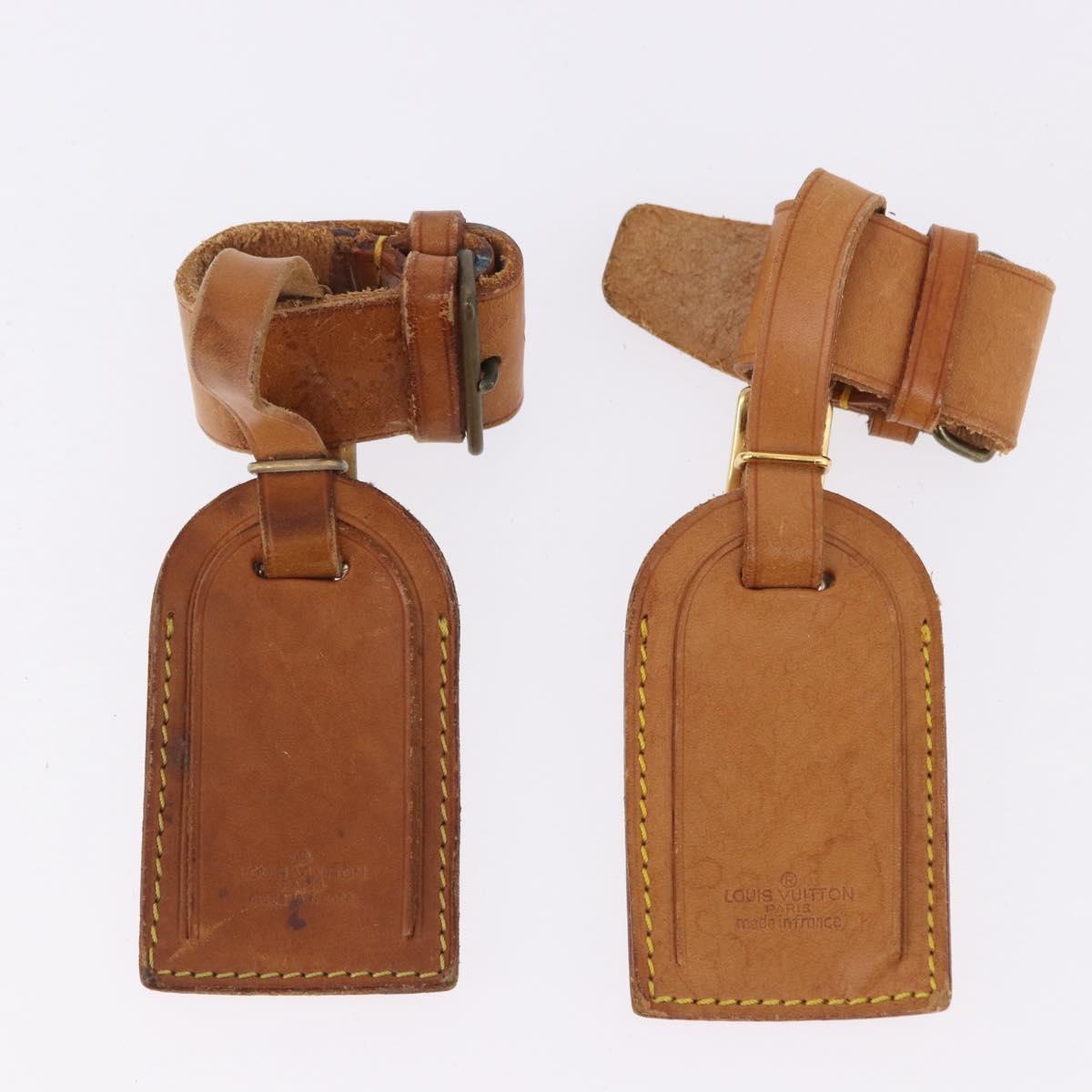 LOUIS VUITTON Name Tag Powanie 10 Set Powanie Leather Beige LV Auth 191944
