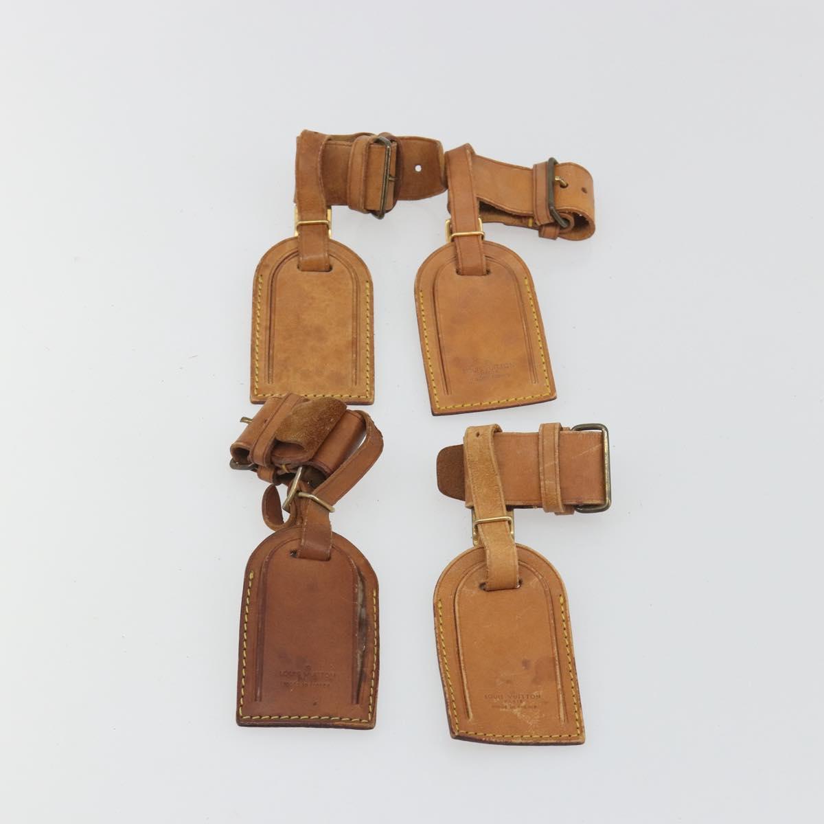 LOUIS VUITTON Name Tag Powanie 10 Set Powanie Leather Beige LV Auth 191945