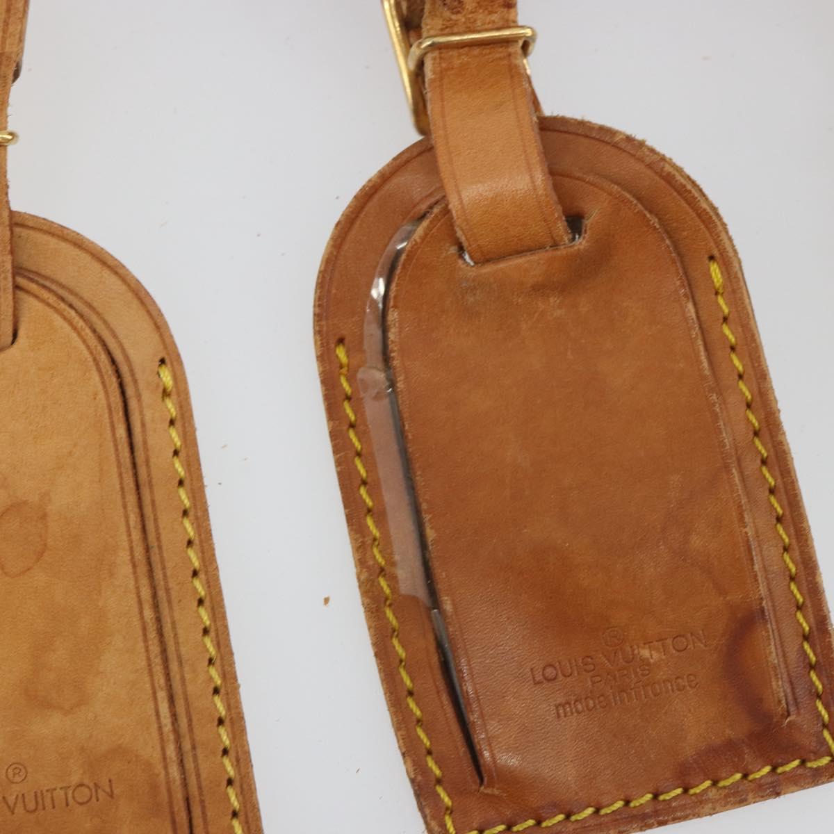 LOUIS VUITTON Name Tag Powanie 10 Set Powanie Leather Beige LV Auth 191946