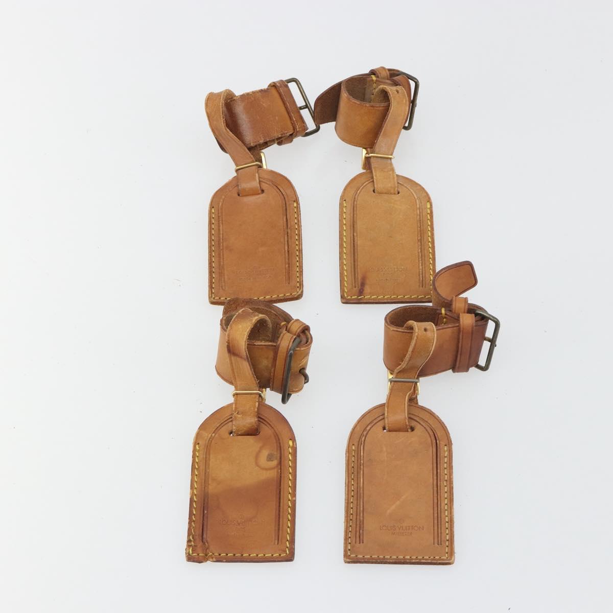 LOUIS VUITTON Name Tag Powanie 10 Set Powanie Leather Beige LV Auth 191946