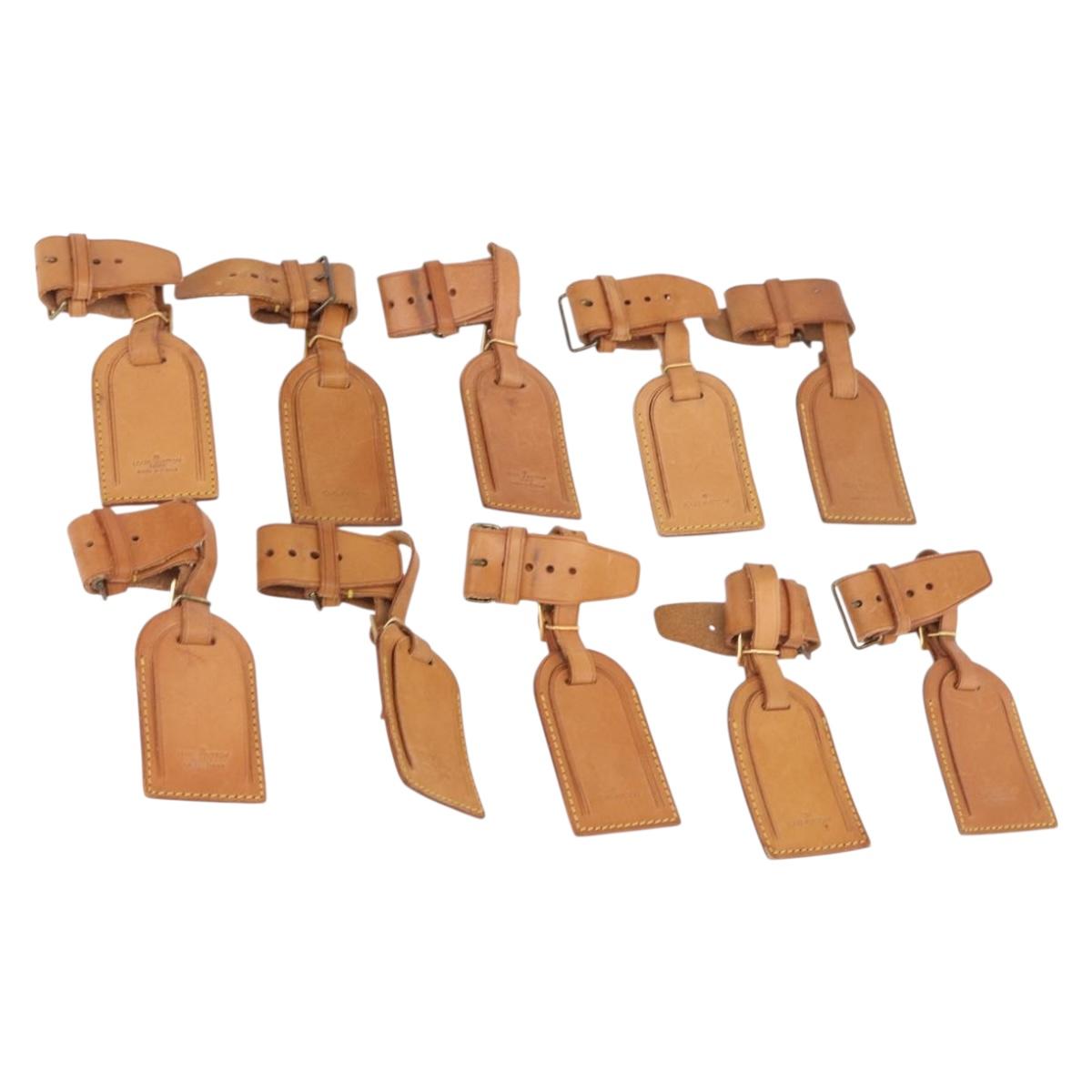 LOUIS VUITTON Name Tag Powanie 10 Set Powanie Leather Beige LV Auth 191947