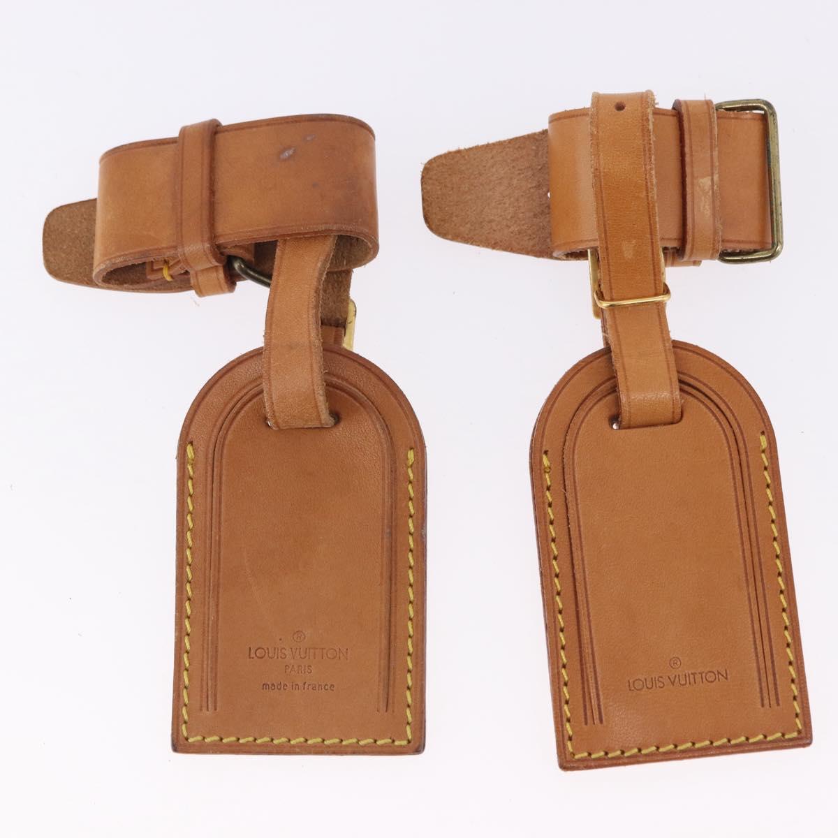 LOUIS VUITTON Name Tag Powanie 10 Set Powanie Leather Beige LV Auth 191947