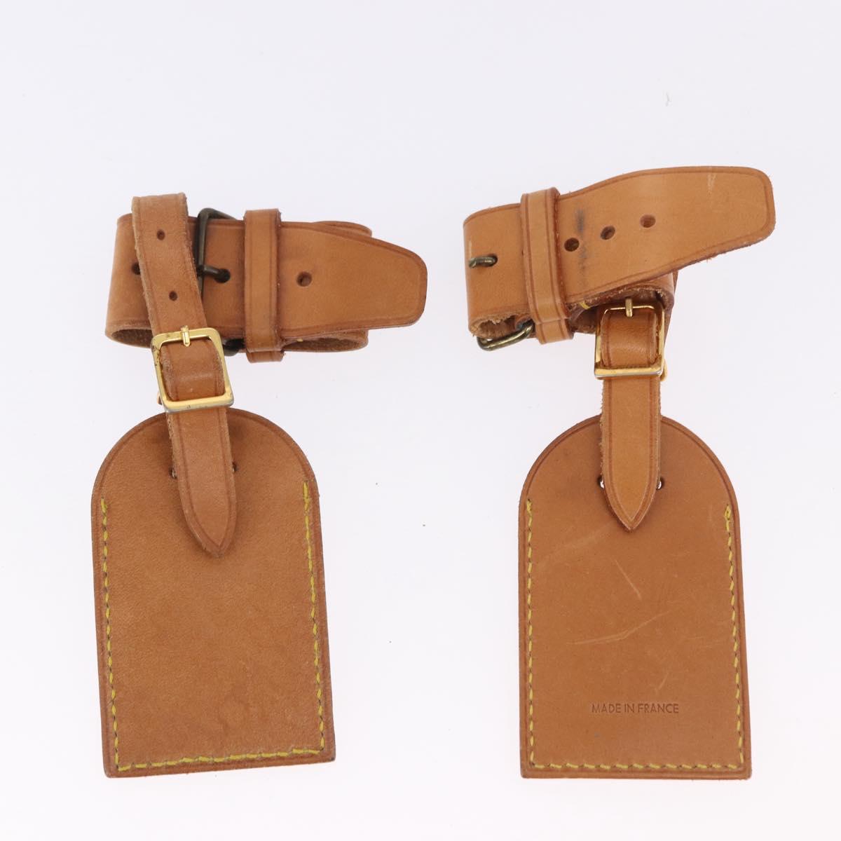 LOUIS VUITTON Name Tag Powanie 10 Set Powanie Leather Beige LV Auth 191947