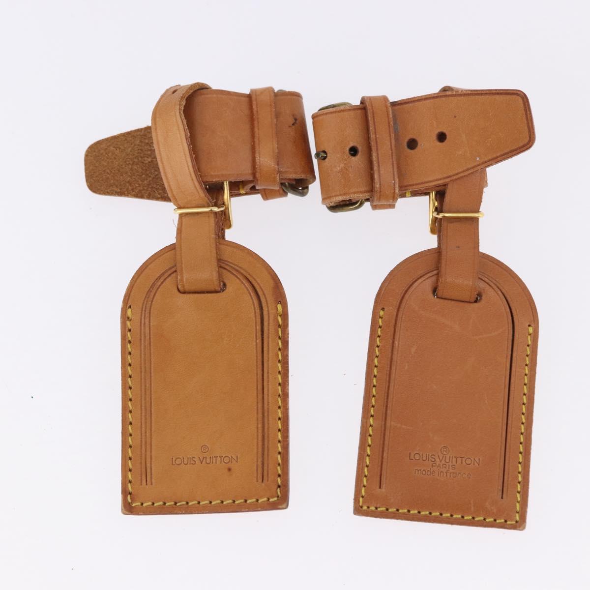 LOUIS VUITTON Name Tag Powanie 10 Set Powanie Leather Beige LV Auth 191947
