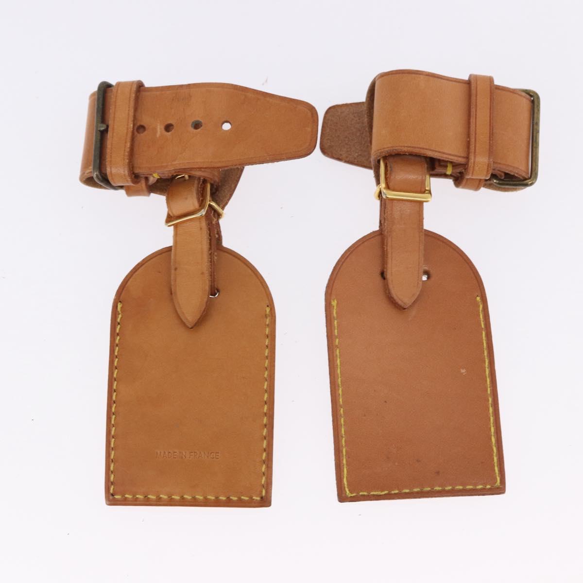 LOUIS VUITTON Name Tag Powanie 10 Set Powanie Leather Beige LV Auth 191947