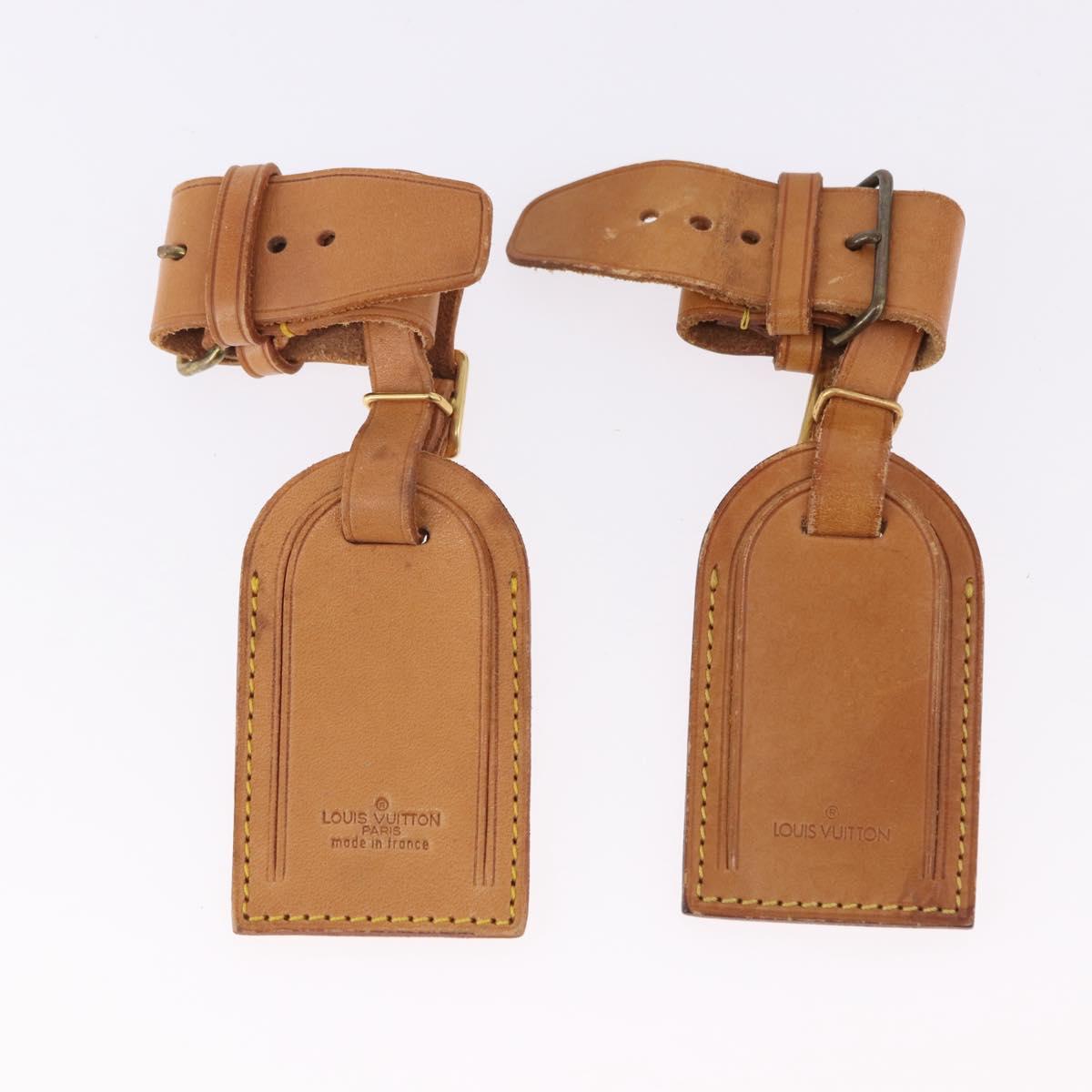 LOUIS VUITTON Name Tag Powanie 10 Set Powanie Leather Beige LV Auth 191947