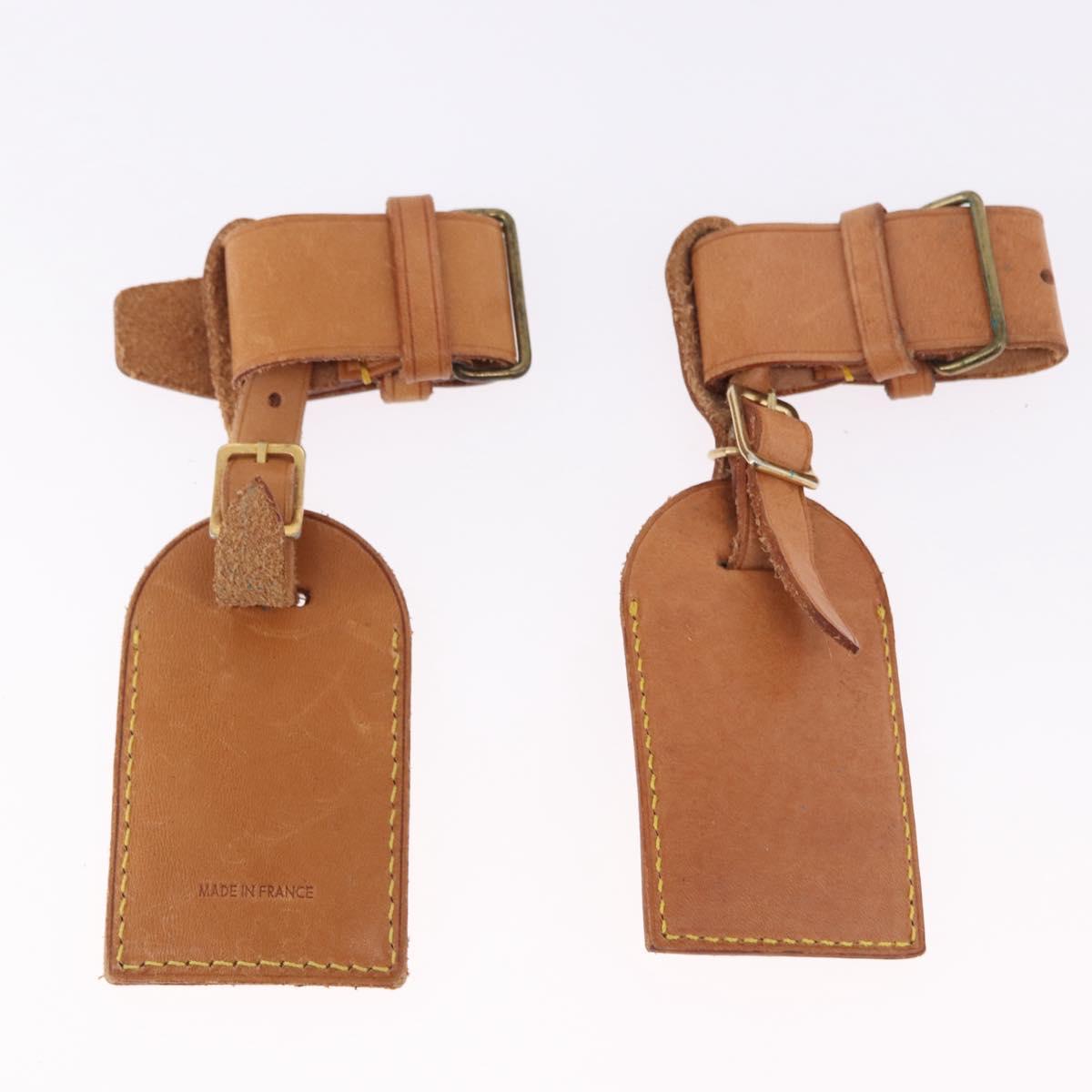 LOUIS VUITTON Name Tag Powanie 10 Set Powanie Leather Beige LV Auth 191947