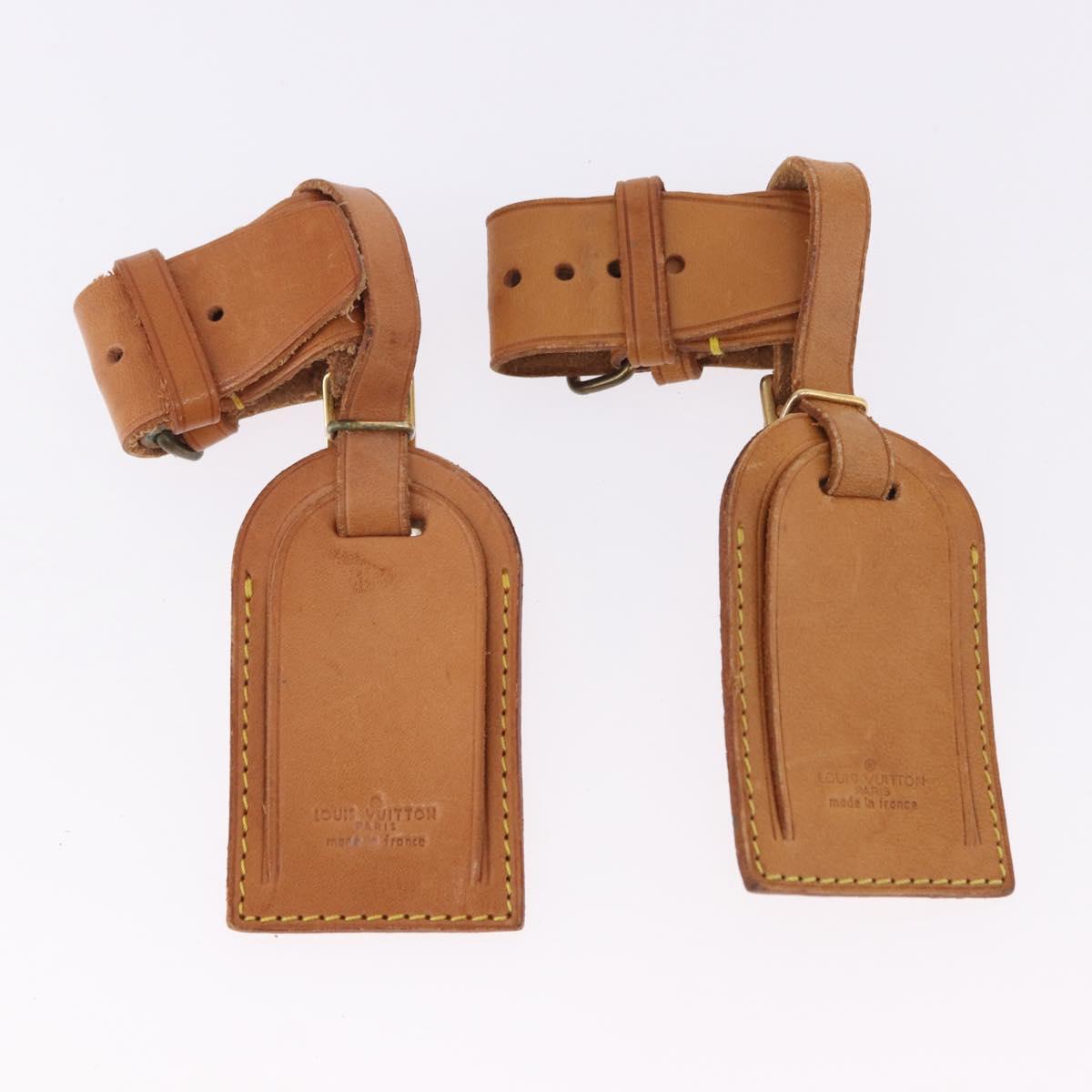 LOUIS VUITTON Name Tag Powanie 10 Set Powanie Leather Beige LV Auth 191947