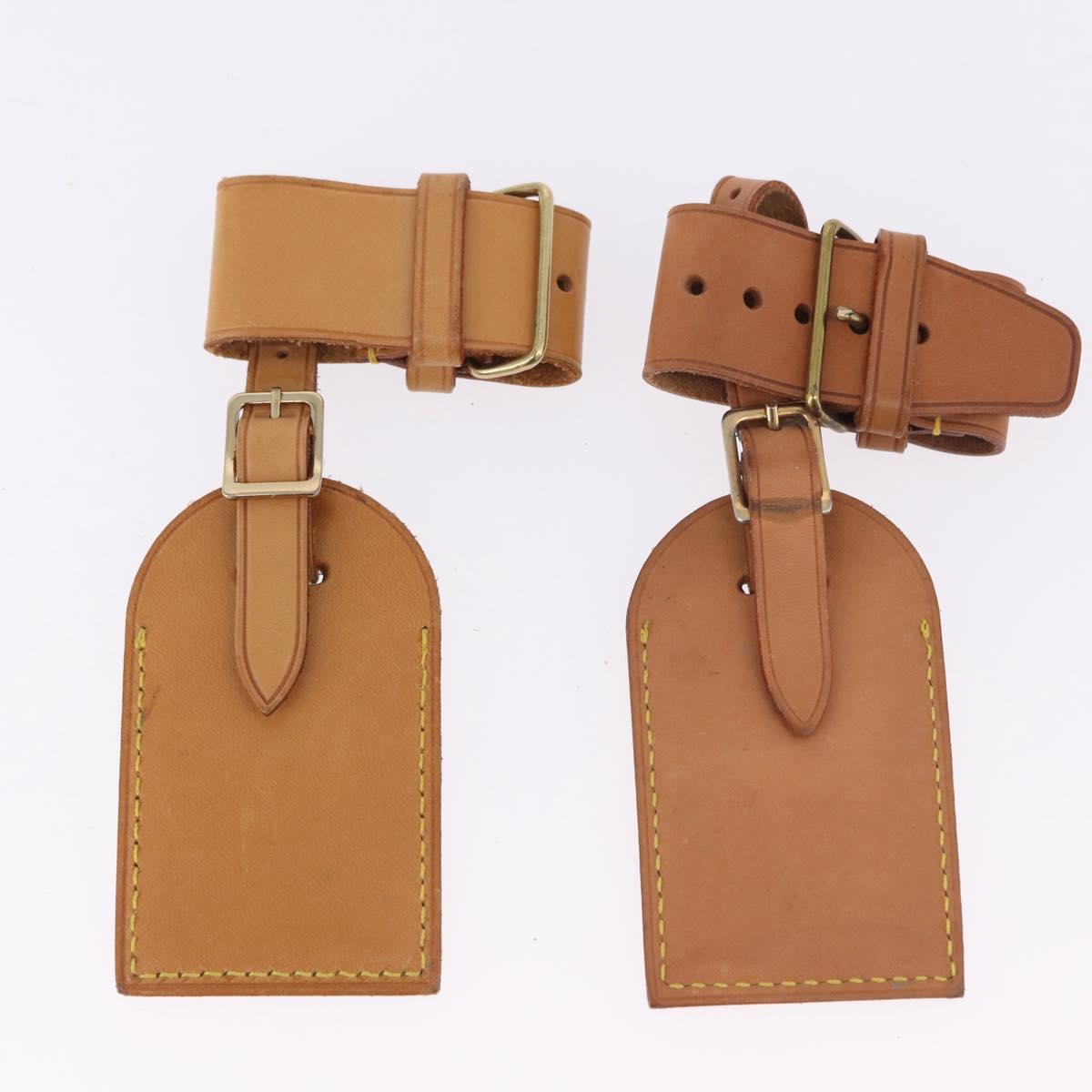 LOUIS VUITTON Name Tag Powanie 10 Set Powanie Leather Beige LV Auth 191949