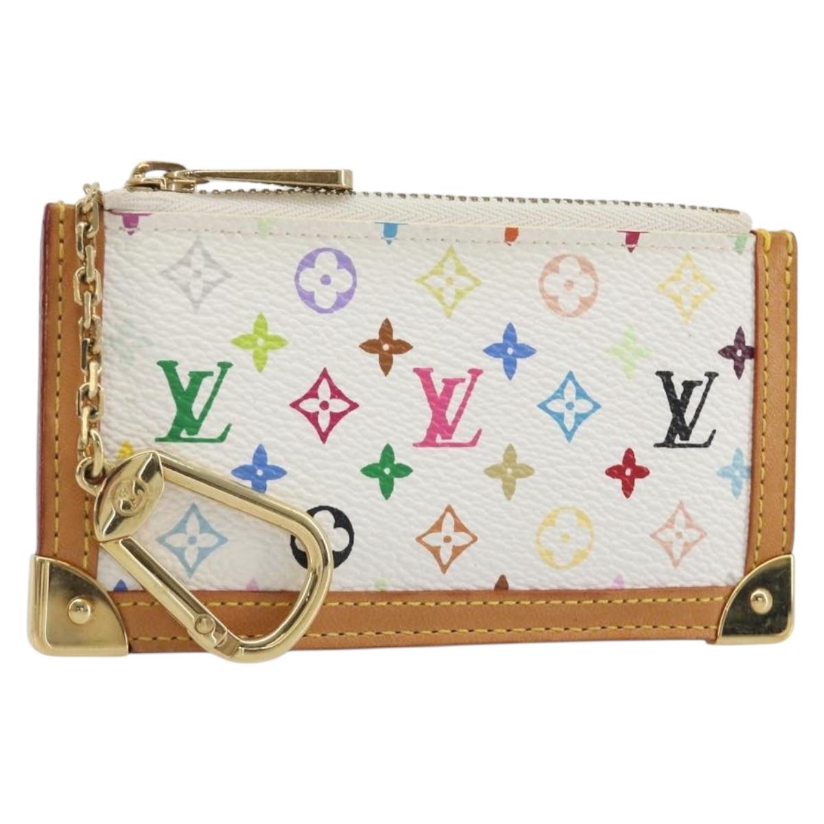 LOUIS VUITTON Multicolor Pochette Cles Coin Purse White M92655 LV Auth 191953V