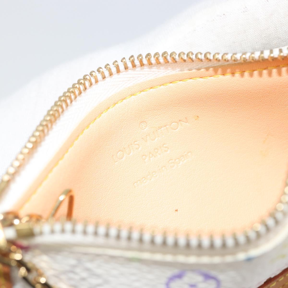 LOUIS VUITTON Multicolor Pochette Cles Coin Purse White M92655 LV Auth 191953V