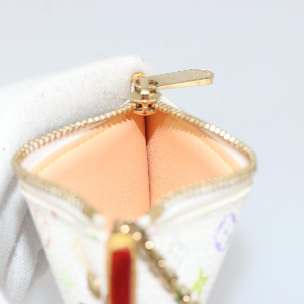 LOUIS VUITTON Multicolor Pochette Cles Coin Purse White M92655 LV Auth 191953V
