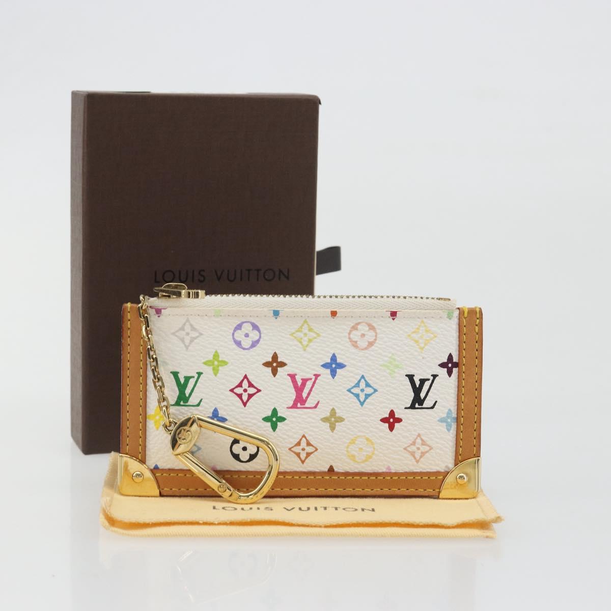LOUIS VUITTON Multicolor Pochette Cles Coin Purse White M92655 LV Auth 191953V
