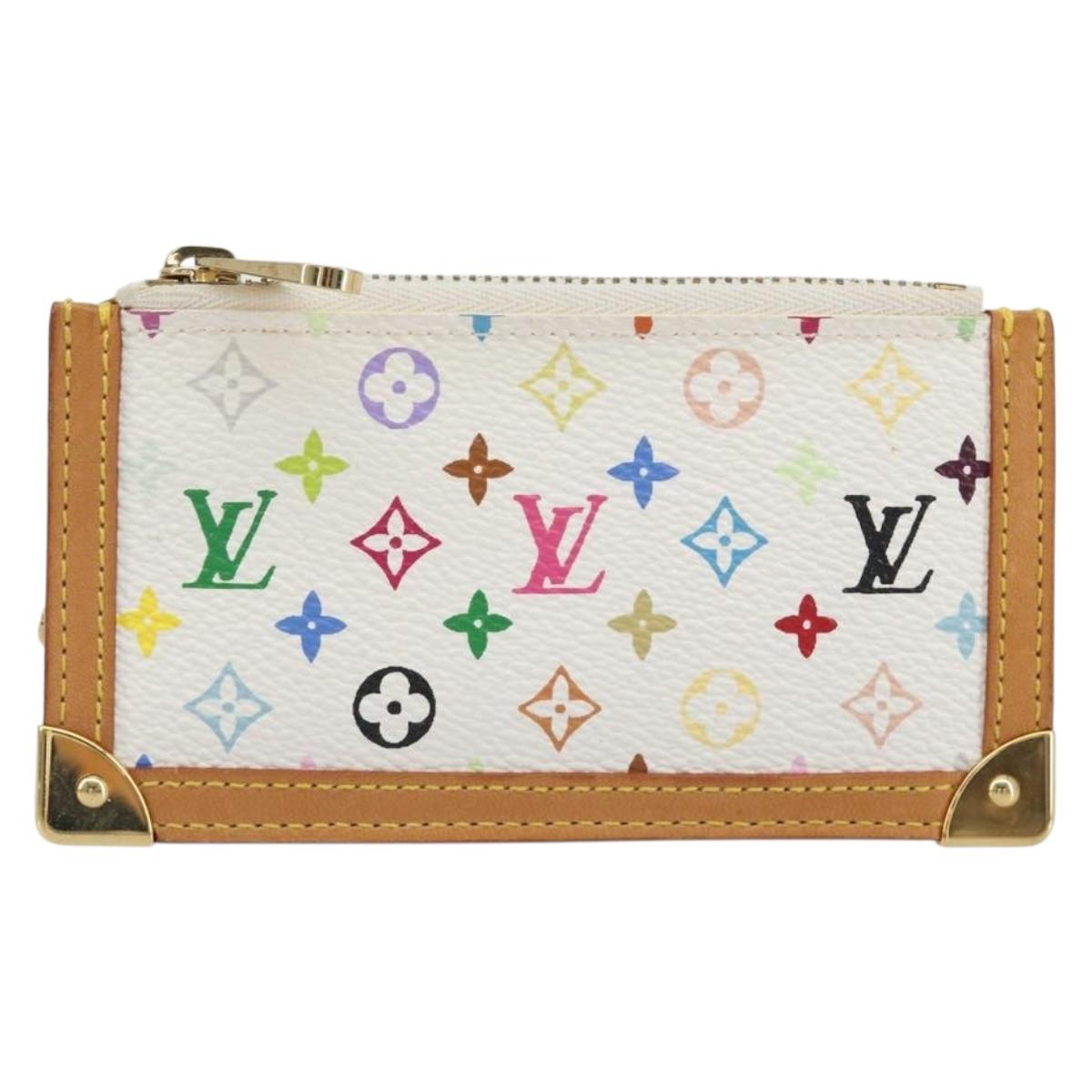 LOUIS VUITTON Multicolor Pochette Cles Coin Purse White M92655 LV Auth 191953V
