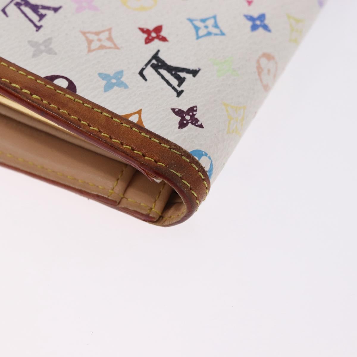 LOUIS VUITTON Multicolor Porte MonnaieViennois Wallet White M92987 Auth 191958