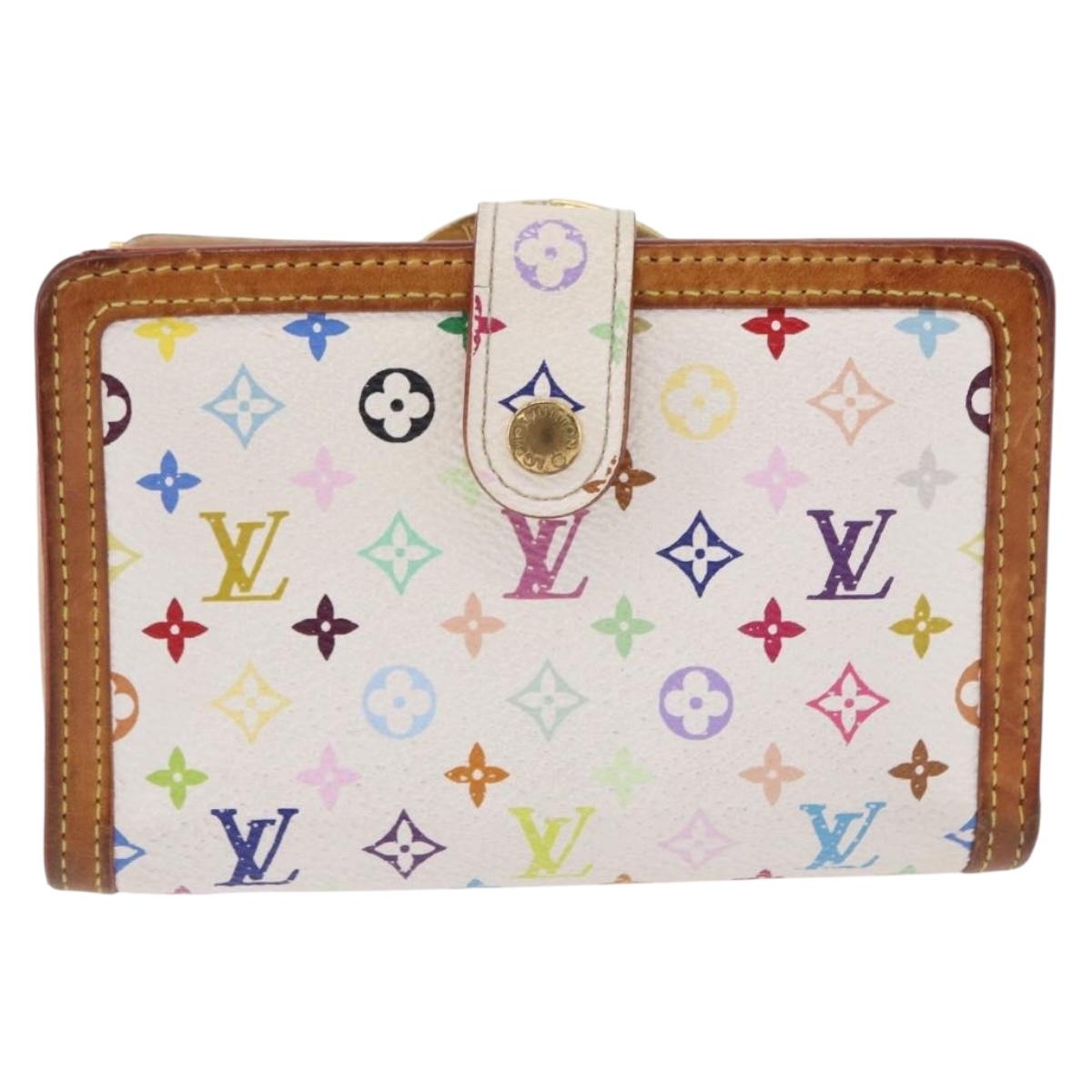 LOUIS VUITTON Multicolor Porte MonnaieViennois Wallet White M92987 Auth 191958
