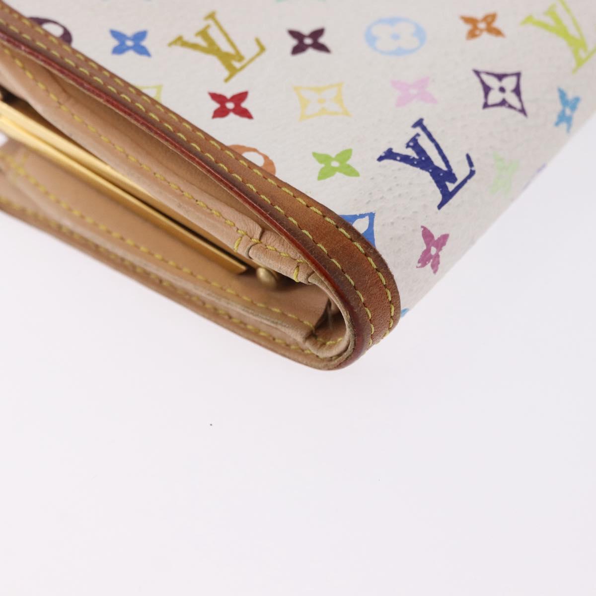 LOUIS VUITTON Multicolor Porte MonnaieViennois Wallet White M92987 Auth 191958
