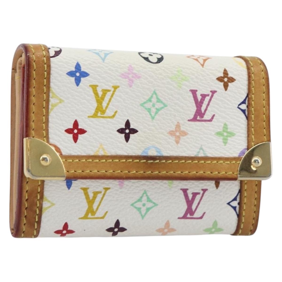 LOUIS VUITTON Multicolor Porte Monnaie Pla Coin Purse M92657 LV Auth 191959