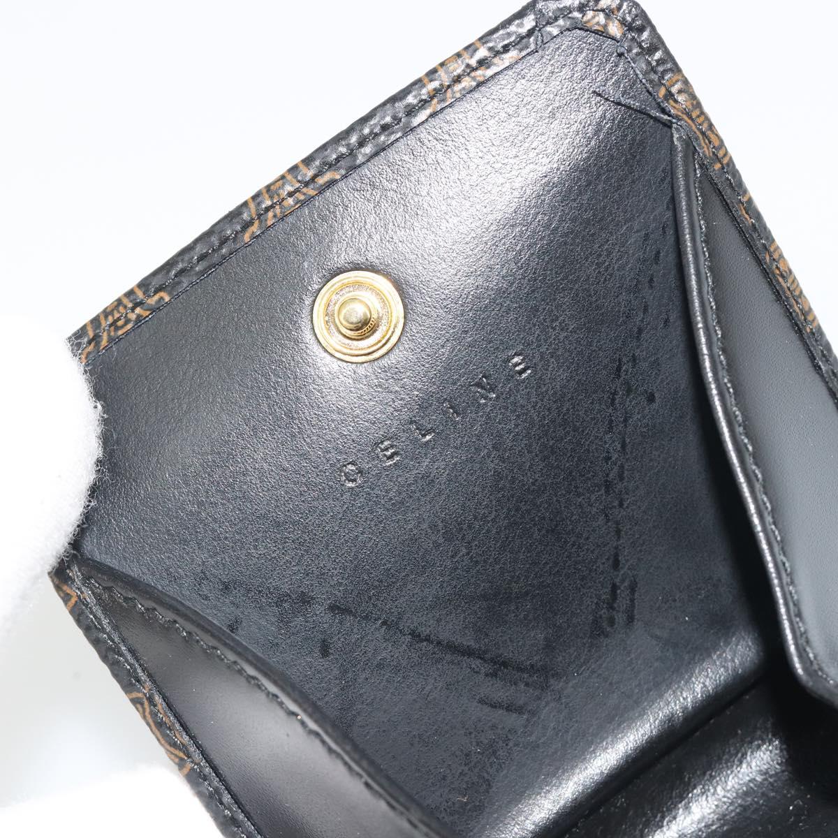 CELINE Macadam Canvas Coin Purse PVC Leather Black Gold Auth 191960V