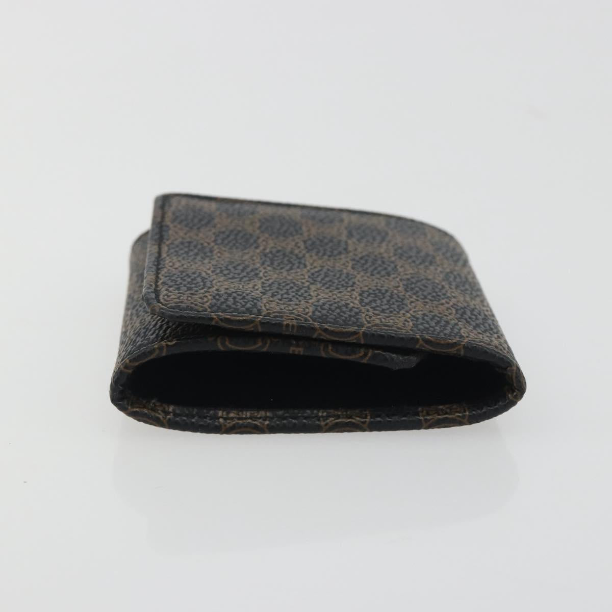 CELINE Macadam Canvas Coin Purse PVC Leather Black Gold Auth 191960V