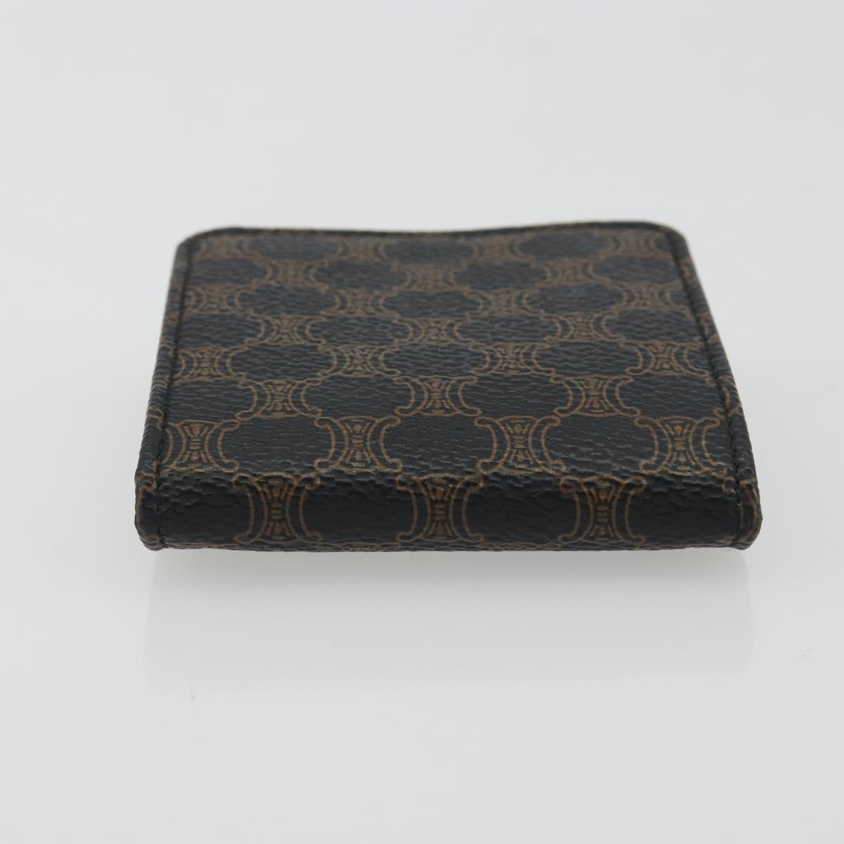 CELINE Macadam Canvas Coin Purse PVC Leather Black Gold Auth 191960V