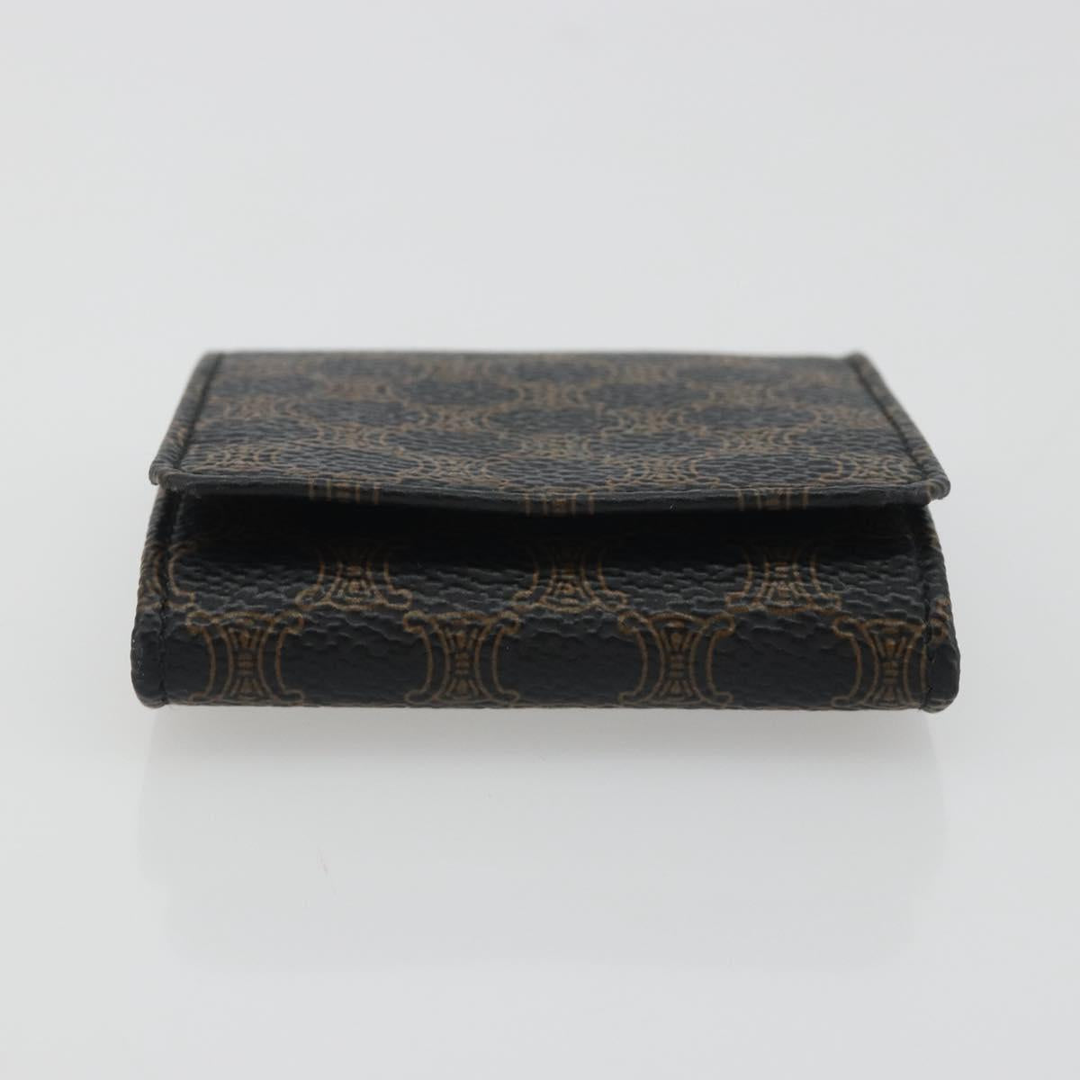 CELINE Macadam Canvas Coin Purse PVC Leather Black Gold Auth 191960V