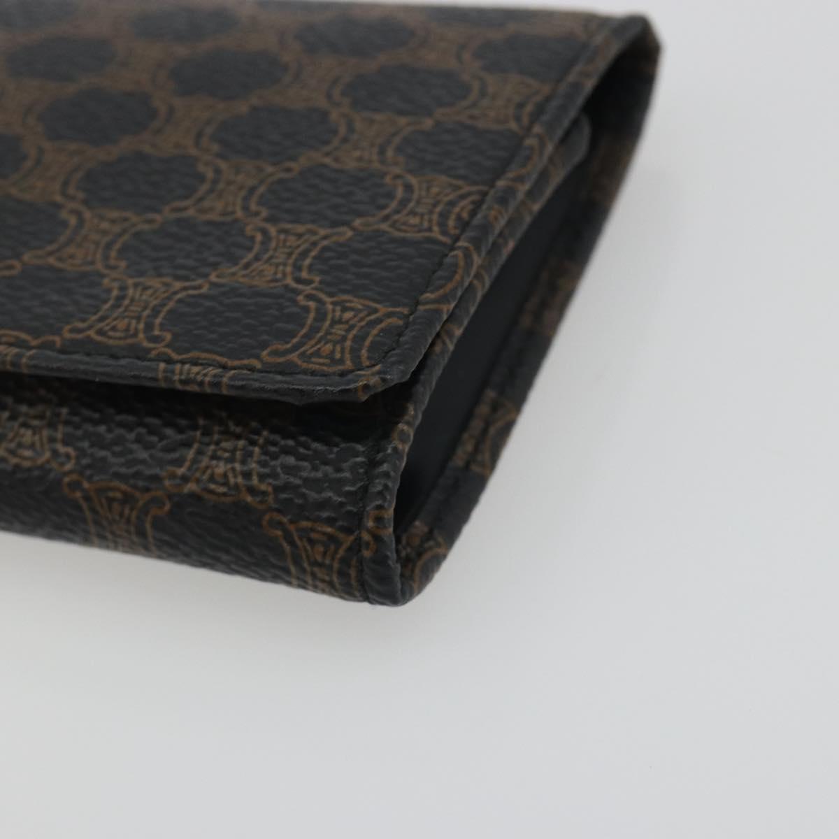 CELINE Macadam Canvas Coin Purse PVC Leather Black Gold Auth 191960V