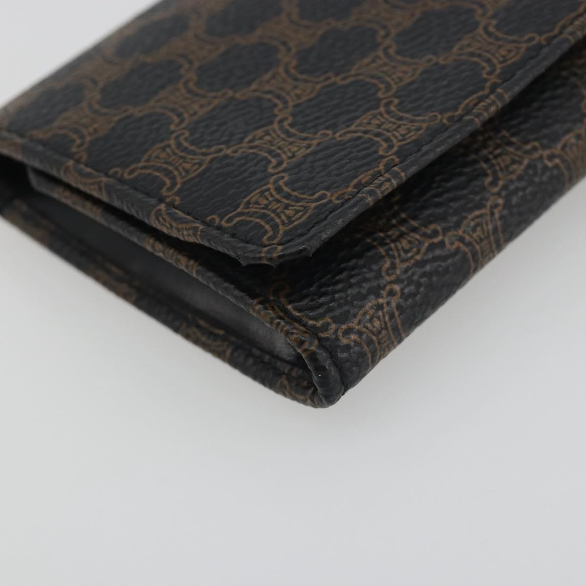 CELINE Macadam Canvas Coin Purse PVC Leather Black Gold Auth 191960V