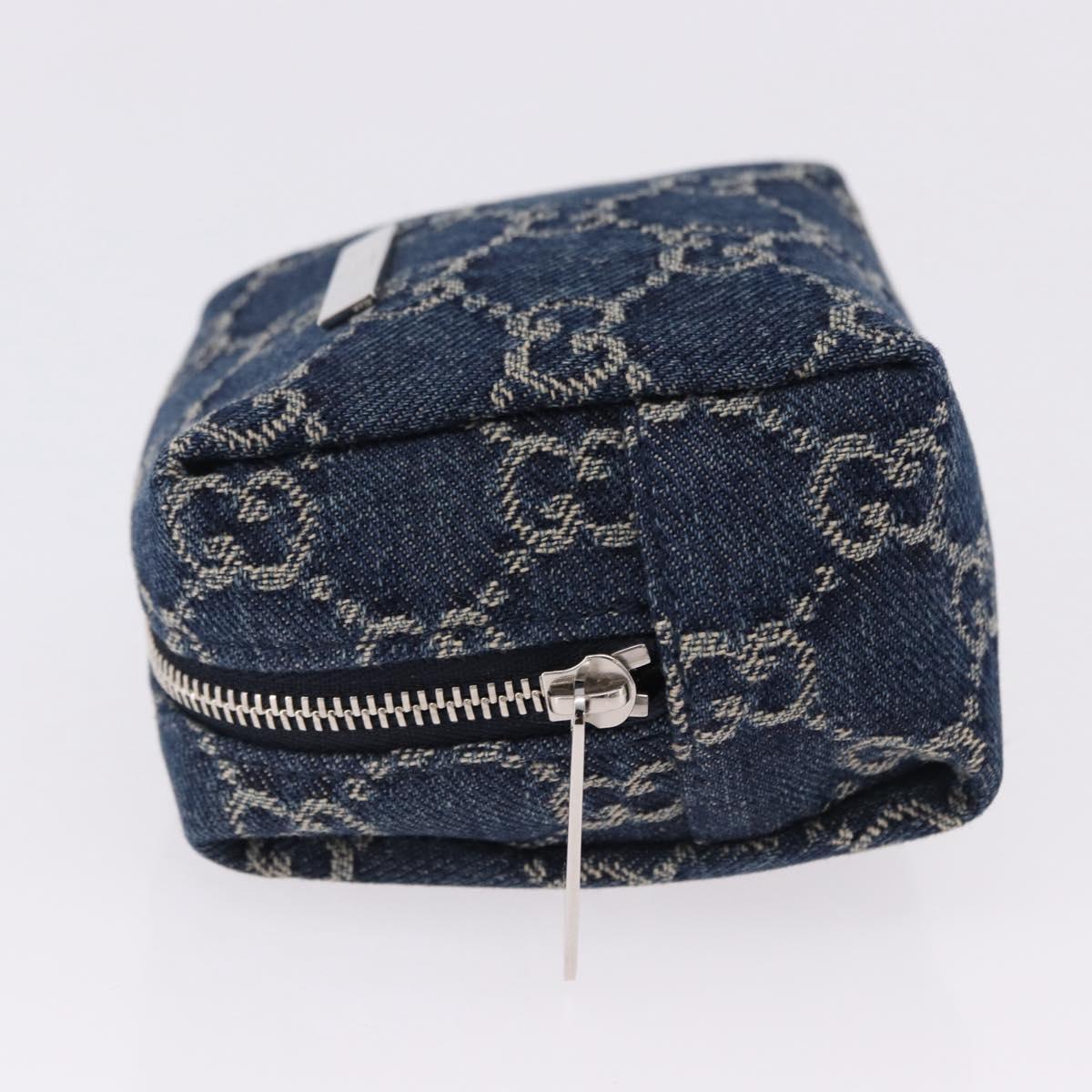 GUCCI GG Canvas Pouch Denim Blue Silver 875800 Auth 191961V
