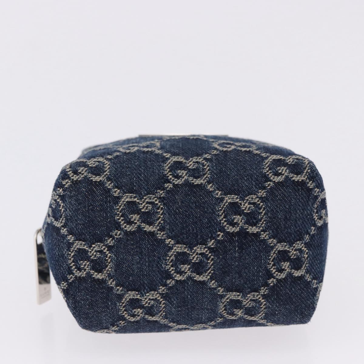 GUCCI GG Canvas Pouch Denim Blue Silver 875800 Auth 191961V