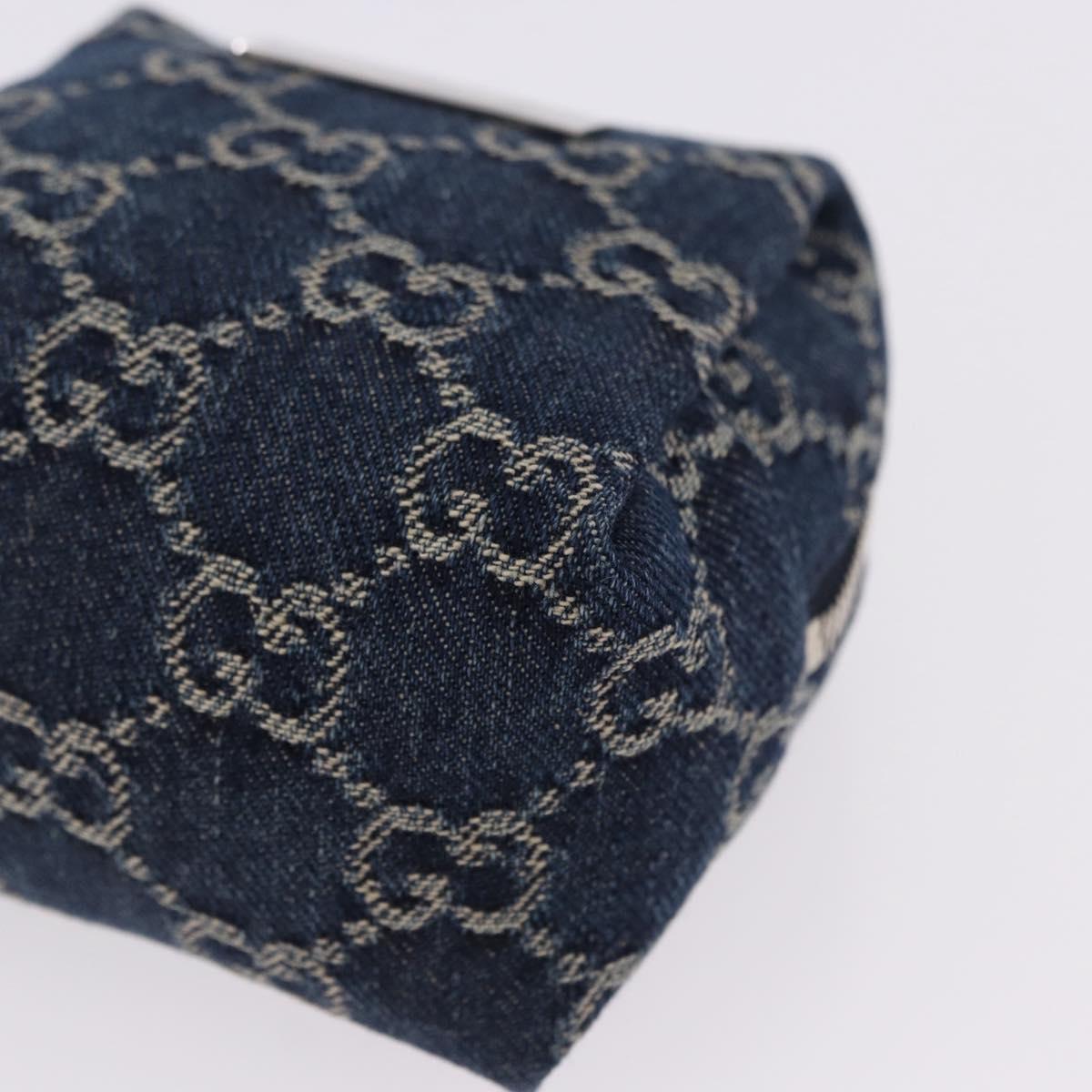 GUCCI GG Canvas Pouch Denim Blue Silver 875800 Auth 191961V