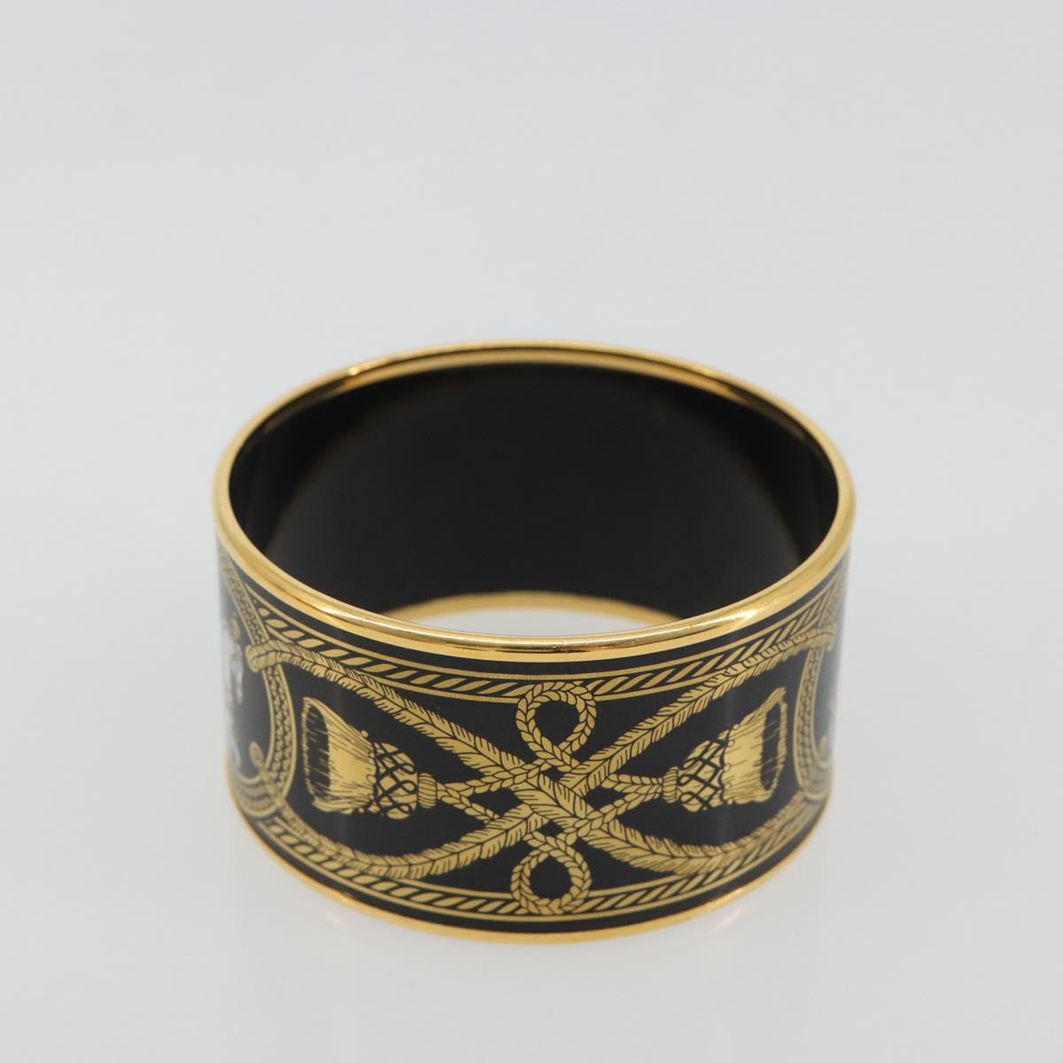 HERMES Bangle Emile TGM Bracelet metal Cloisonne Dark Brown Auth 191963V
