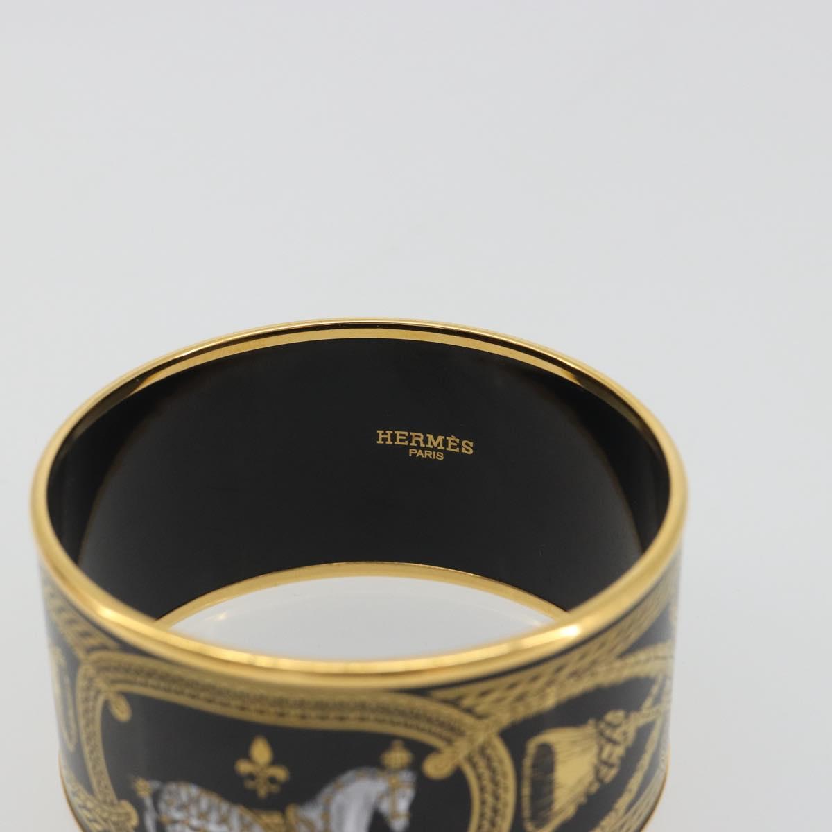 HERMES Bangle Emile TGM Bracelet metal Cloisonne Dark Brown Auth 191963V