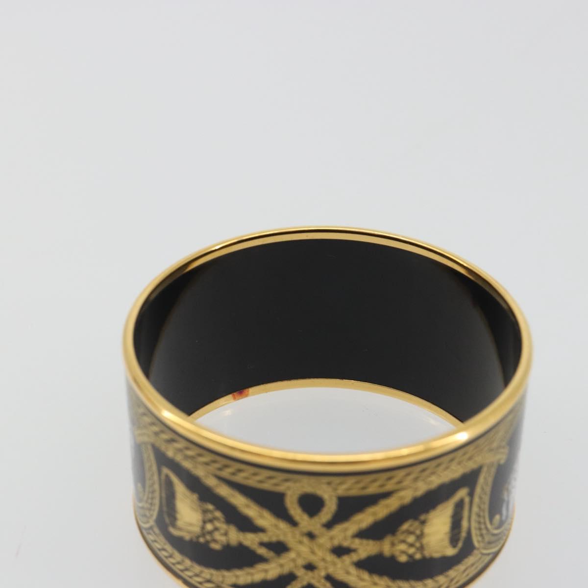 HERMES Bangle Emile TGM Bracelet metal Cloisonne Dark Brown Auth 191963V