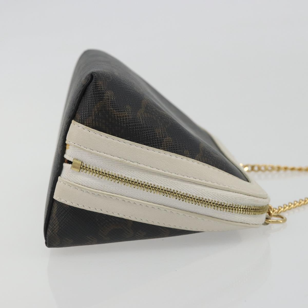 CELINE Triomphe Chain Shoulder Bag PVC Black Gold Auth 191964A