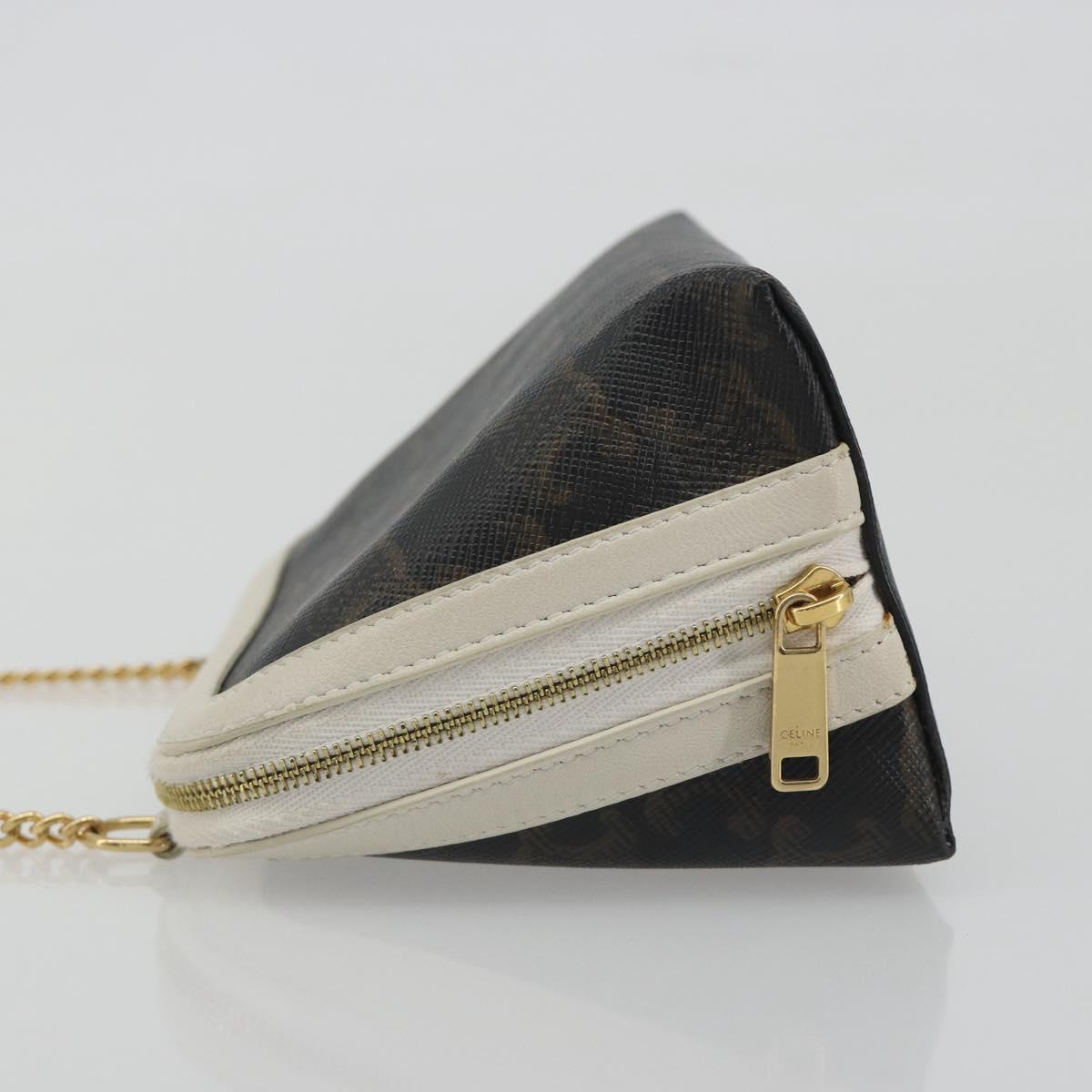 CELINE Triomphe Chain Shoulder Bag PVC Black Gold Auth 191964A