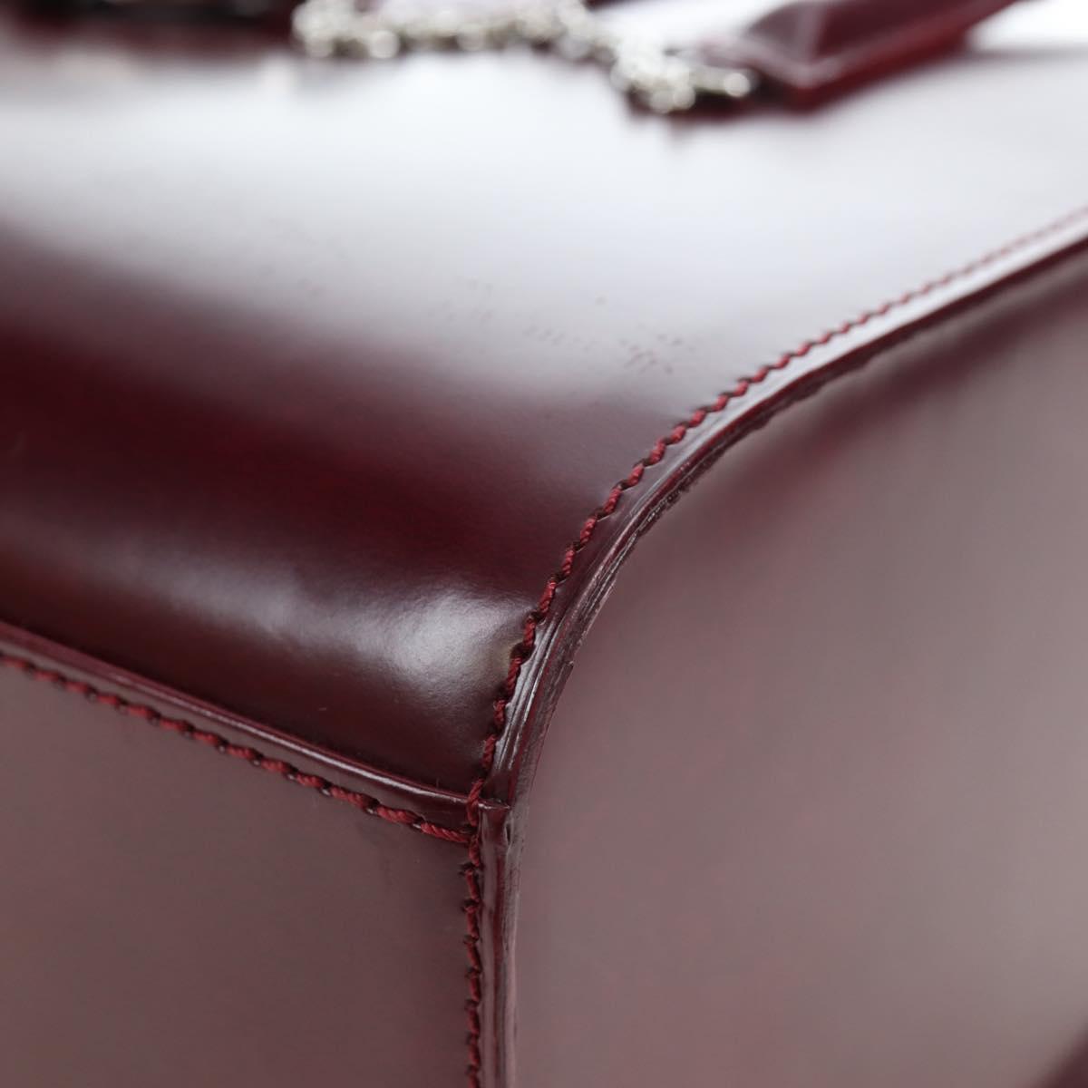 CARTIER PANTHERE Hand Bag Leather Bordeaux Silver Auth 191965V