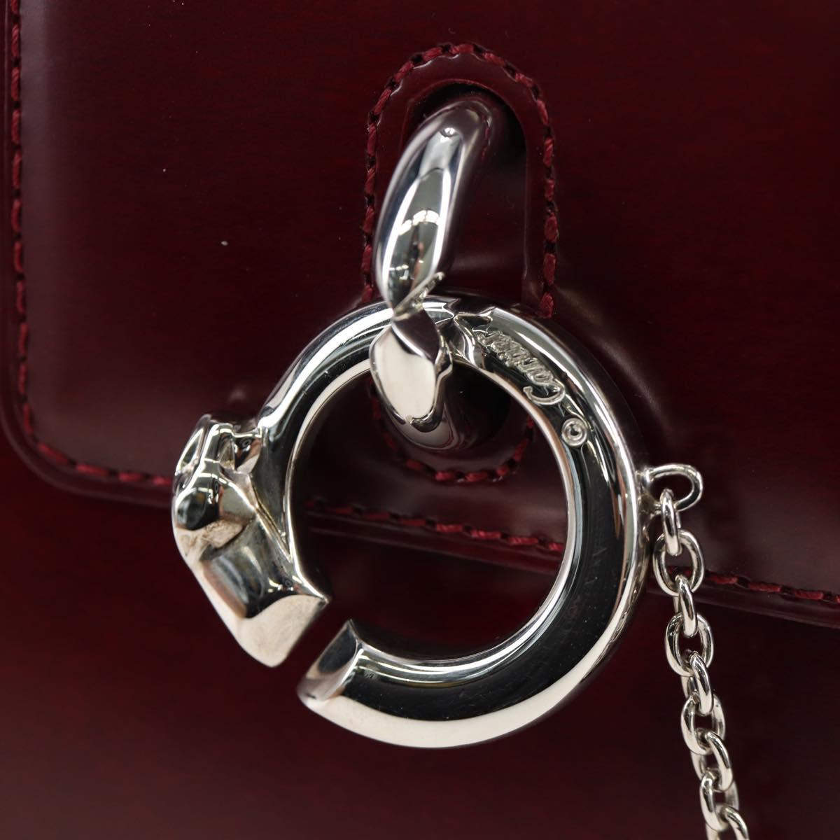 CARTIER PANTHERE Hand Bag Leather Bordeaux Silver Auth 191965V