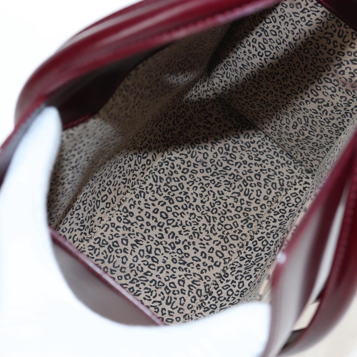 CARTIER PANTHERE Hand Bag Leather Bordeaux Silver Auth 191965V